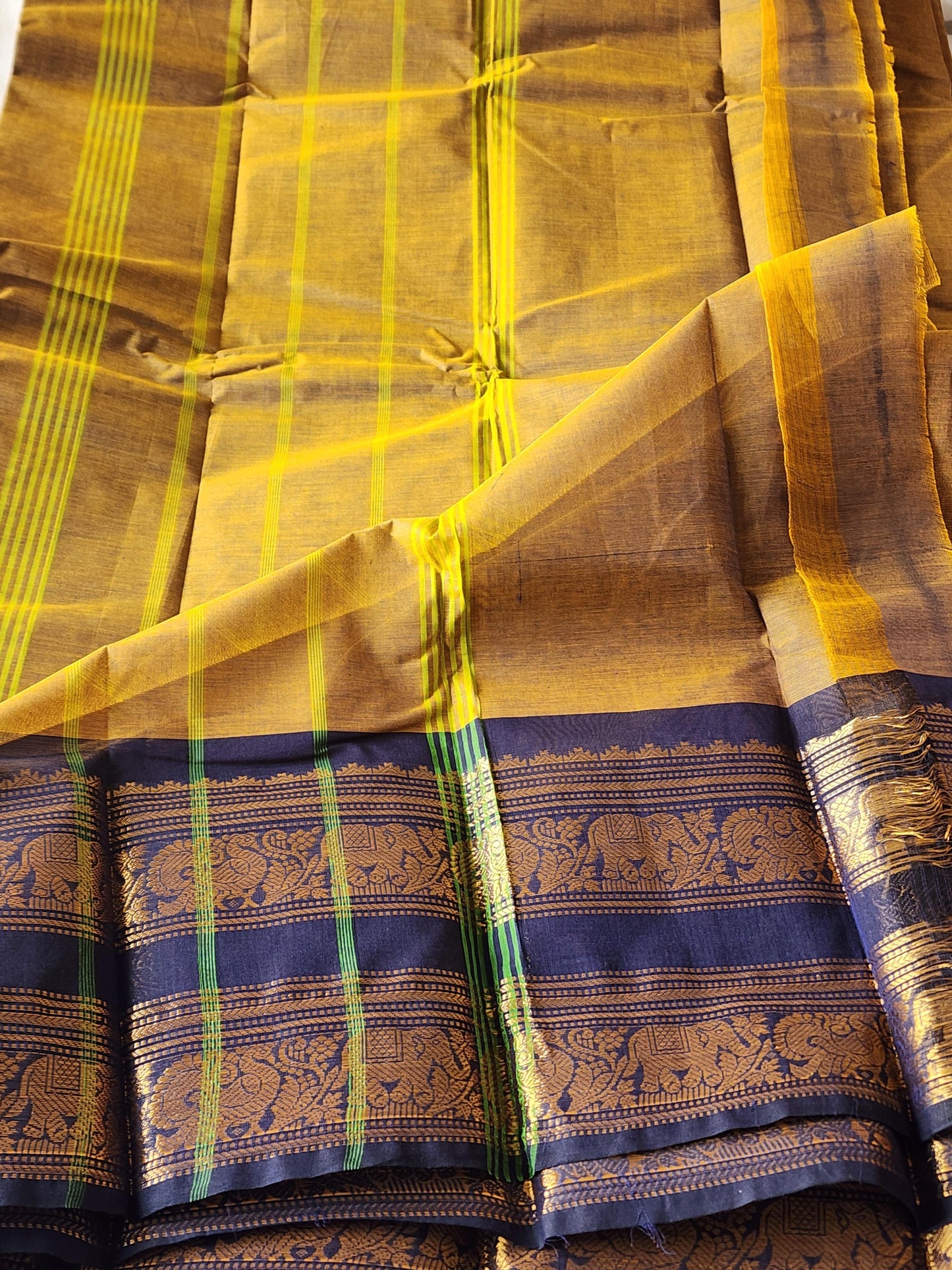 Mustard chettinad cotton saree