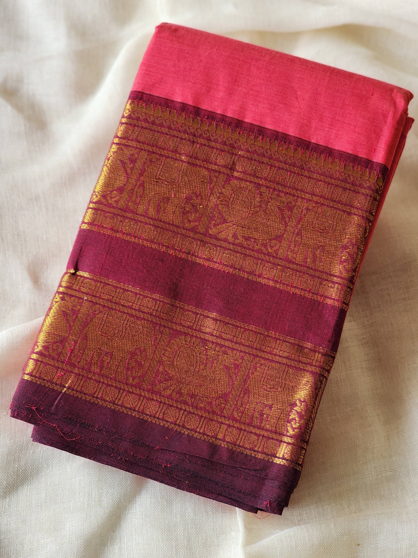 Pink chettinad cotton saree