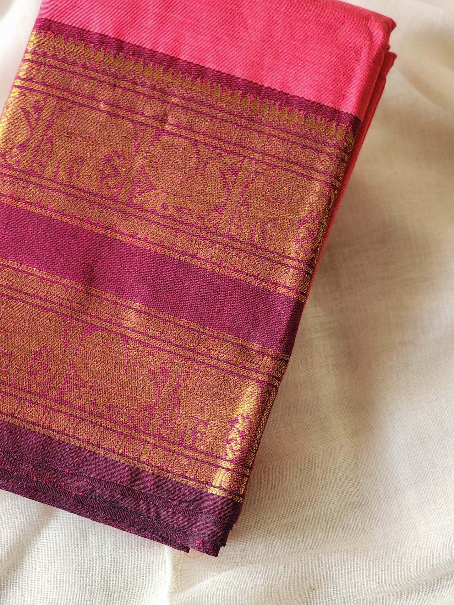Pink chettinad cotton saree