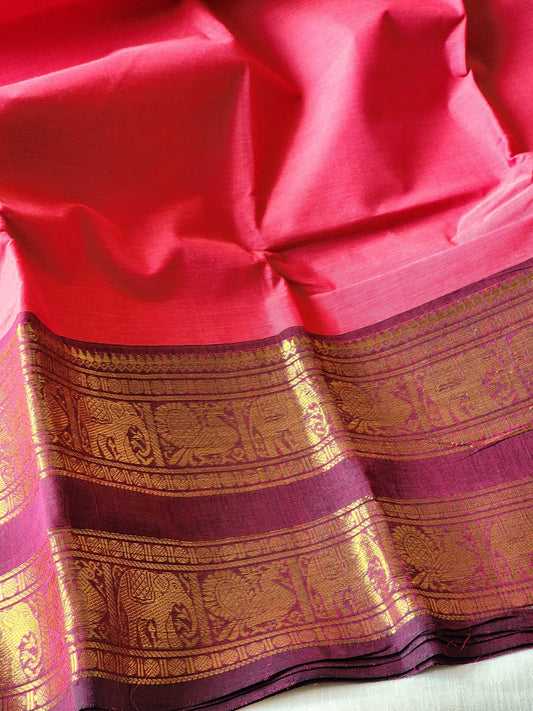 Pink chettinad cotton saree