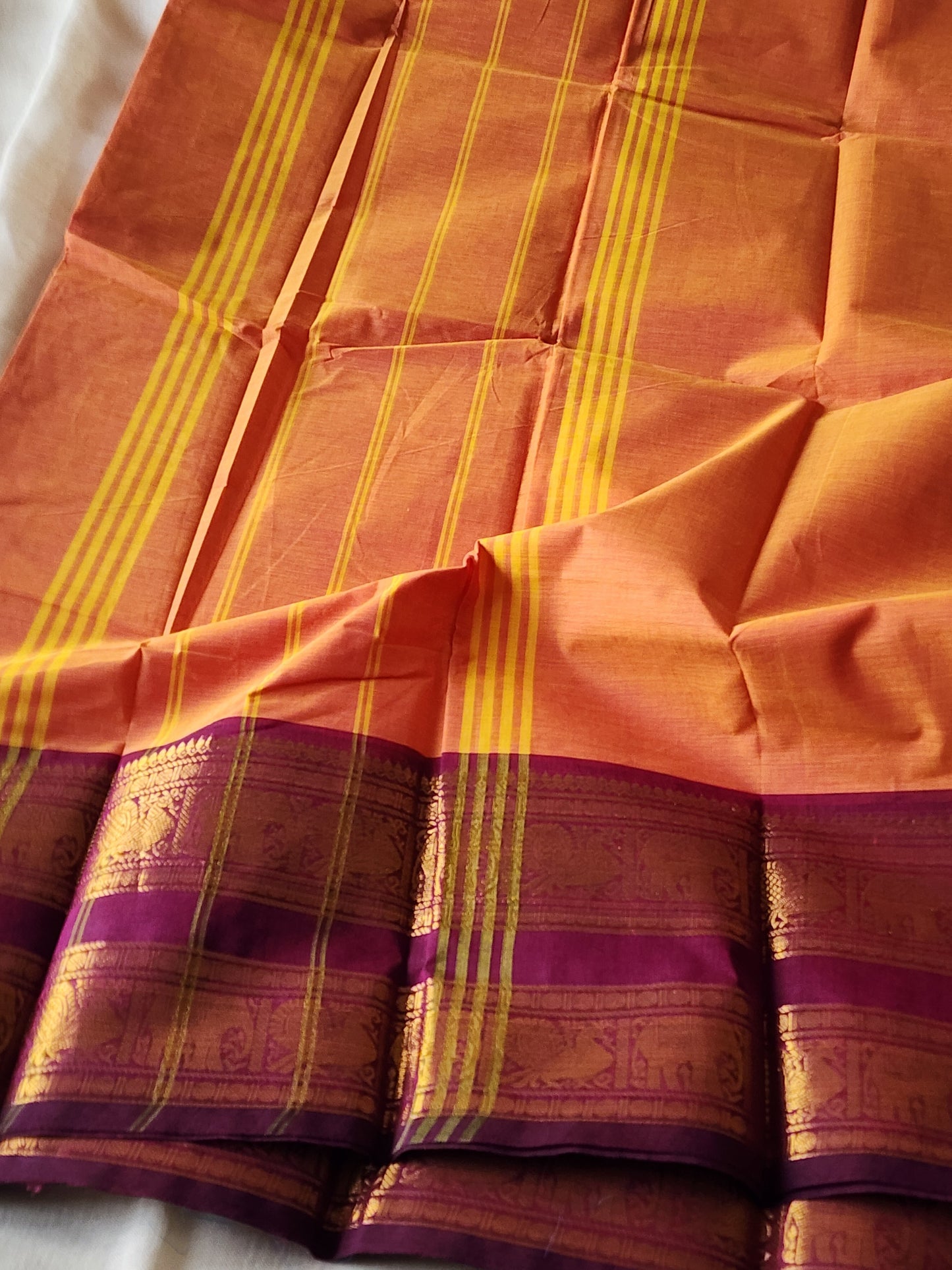 Mustard chettinad cotton saree