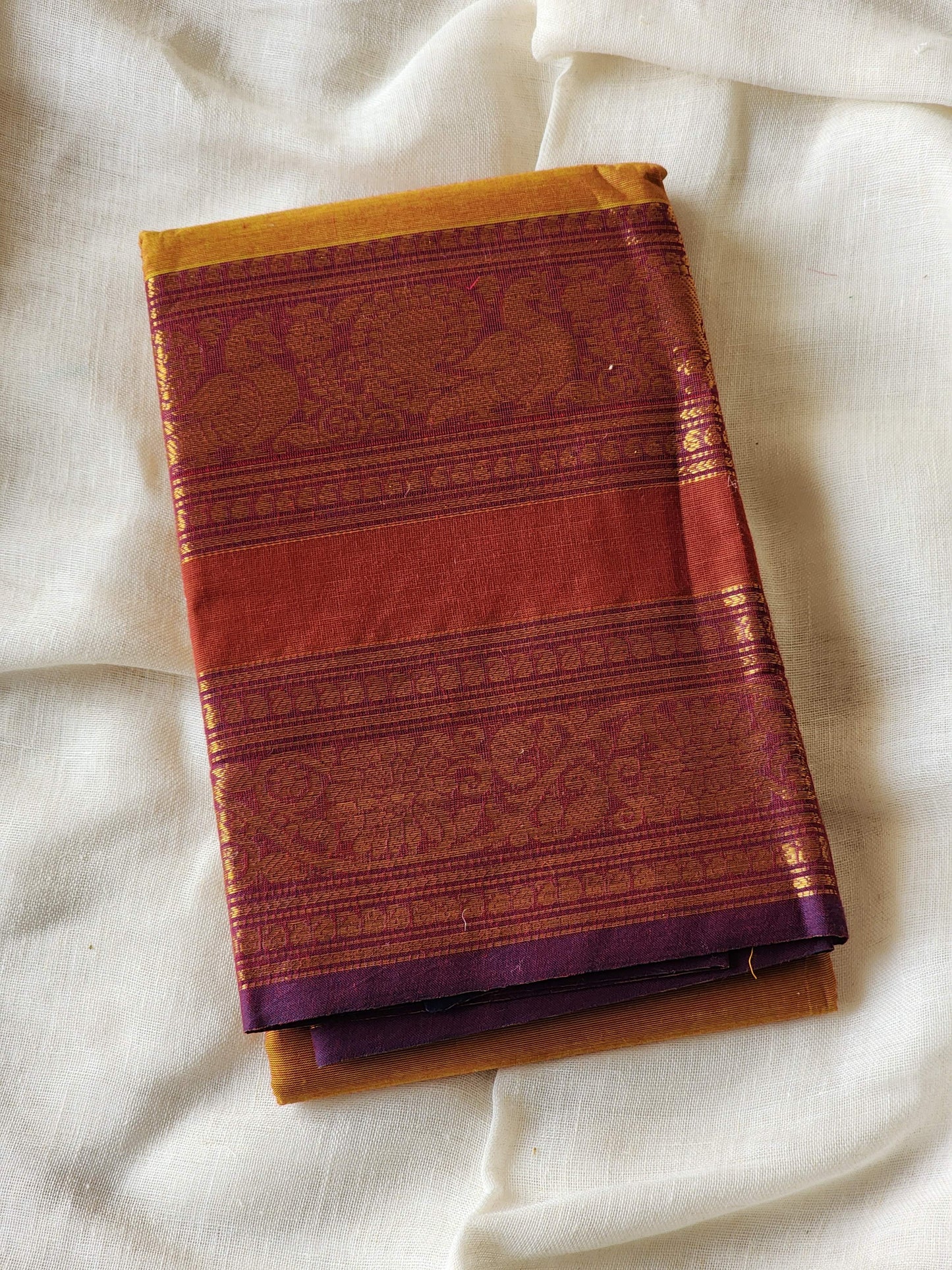 Mustard chettinad cotton saree