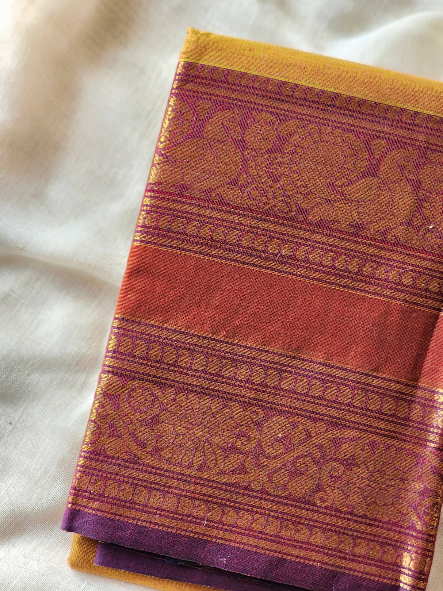 Mustard chettinad cotton saree
