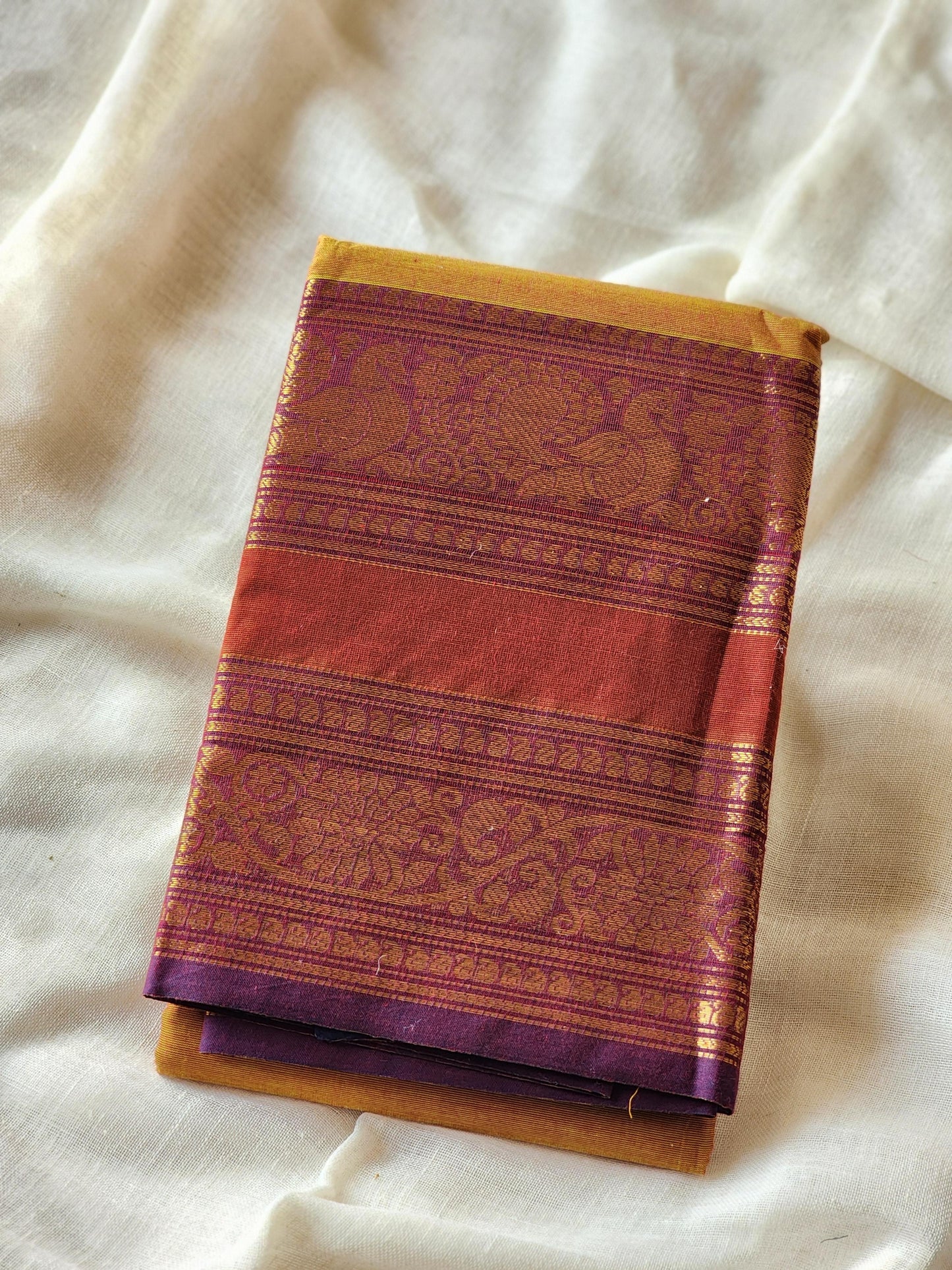 Mustard chettinad cotton saree