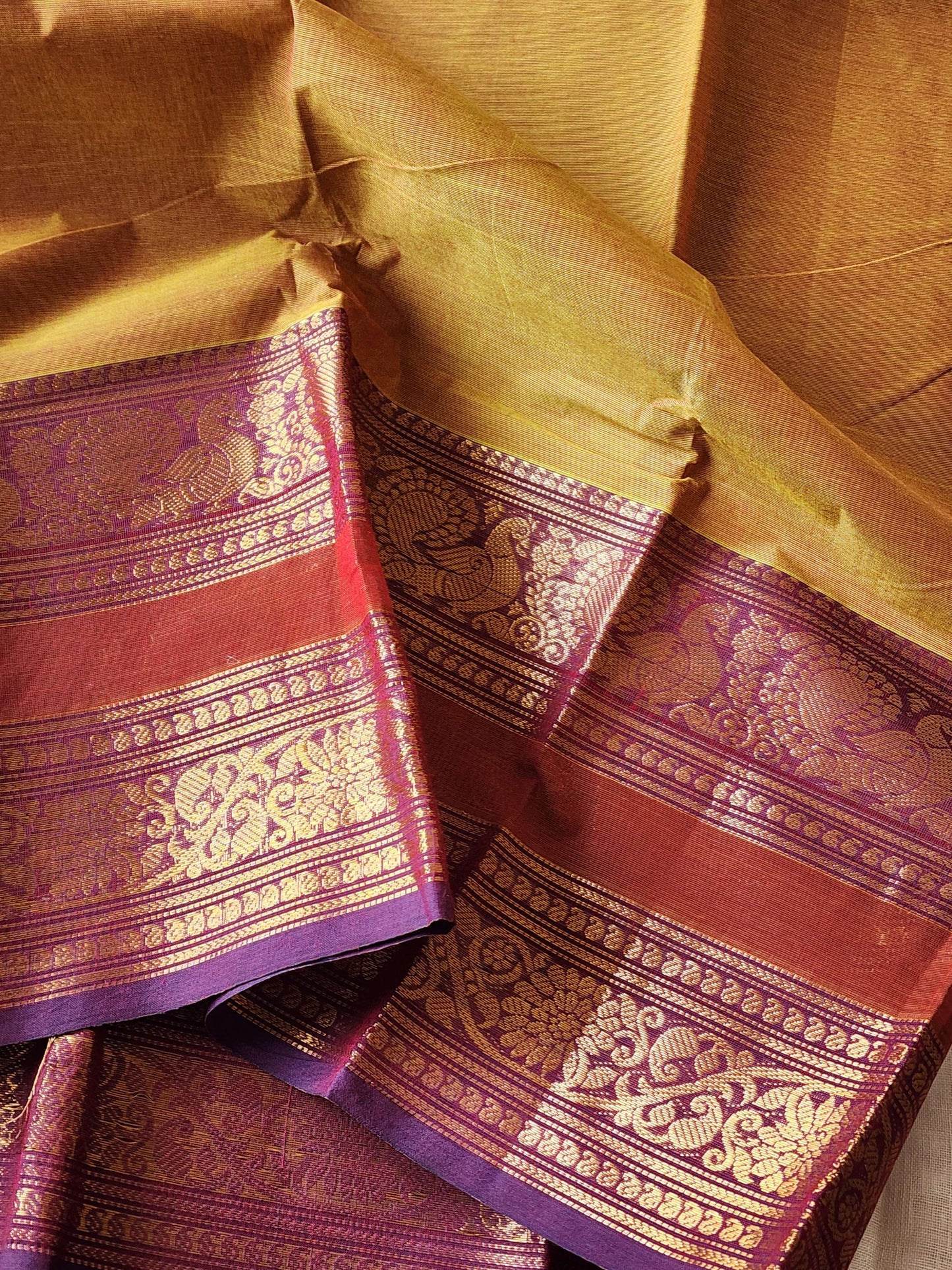 Mustard chettinad cotton saree