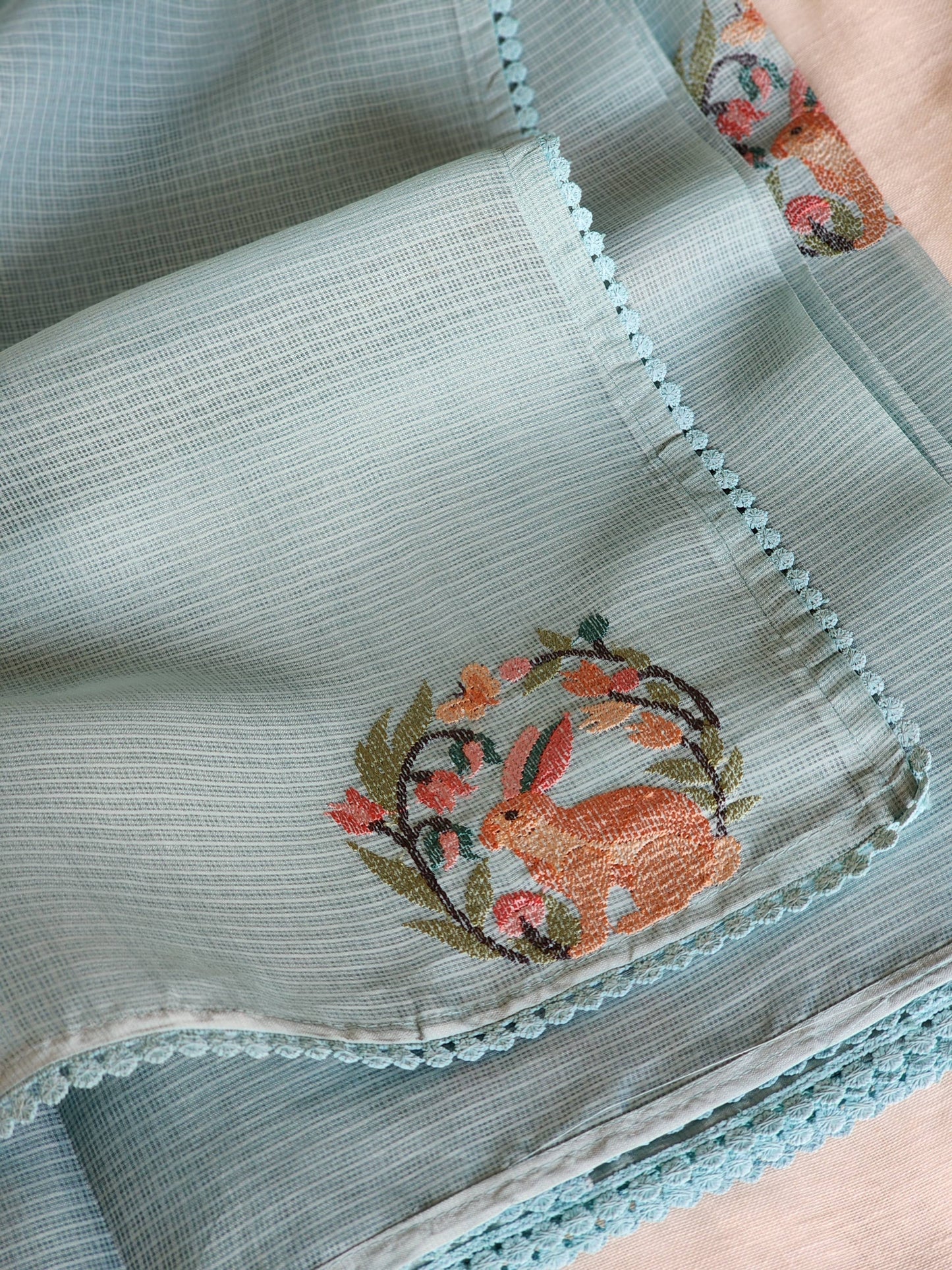 Blue Cream Kota Saree