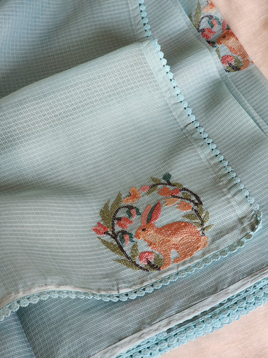 Blue Cream Kota Saree