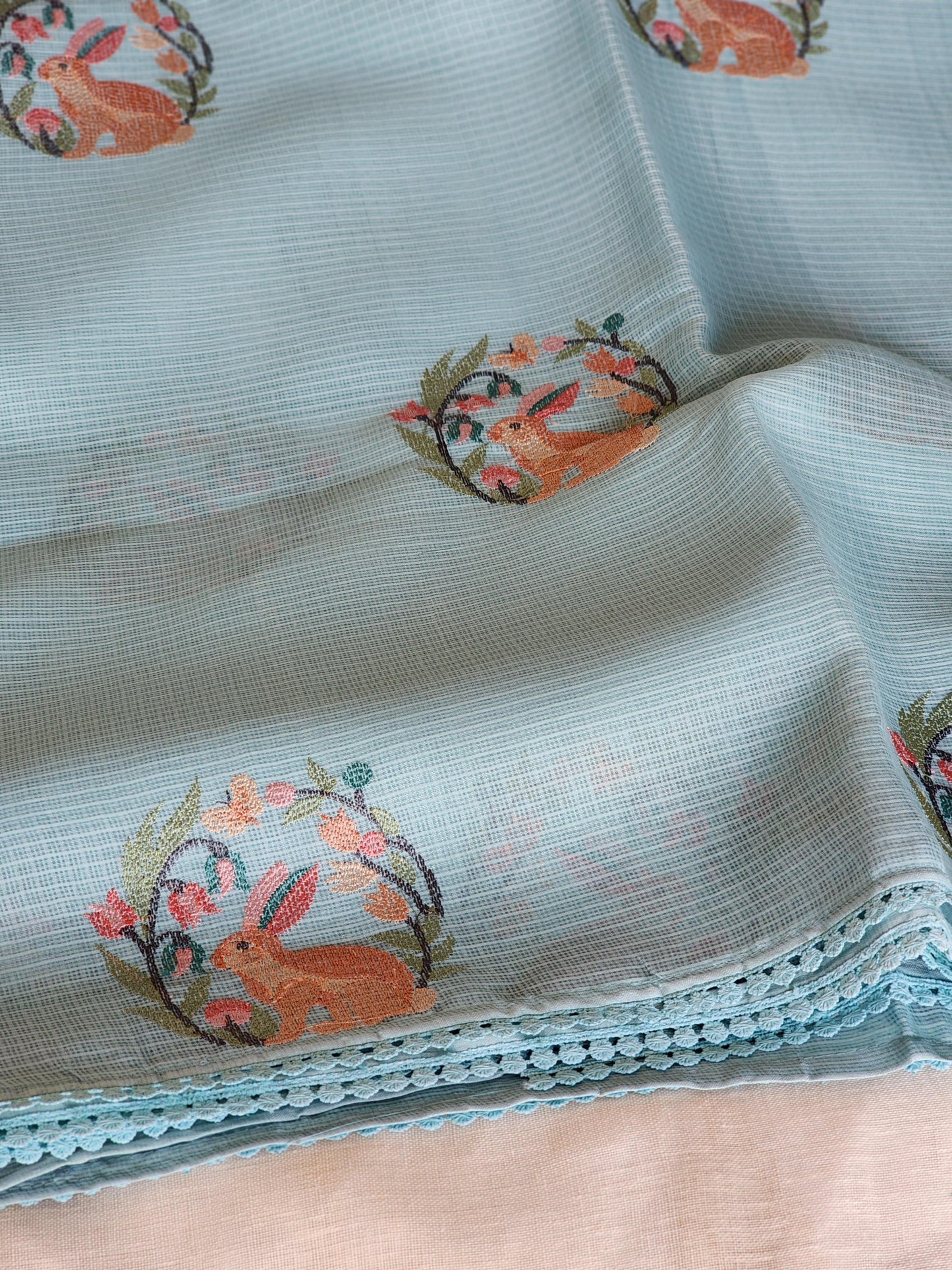 Blue Cream Kota Saree