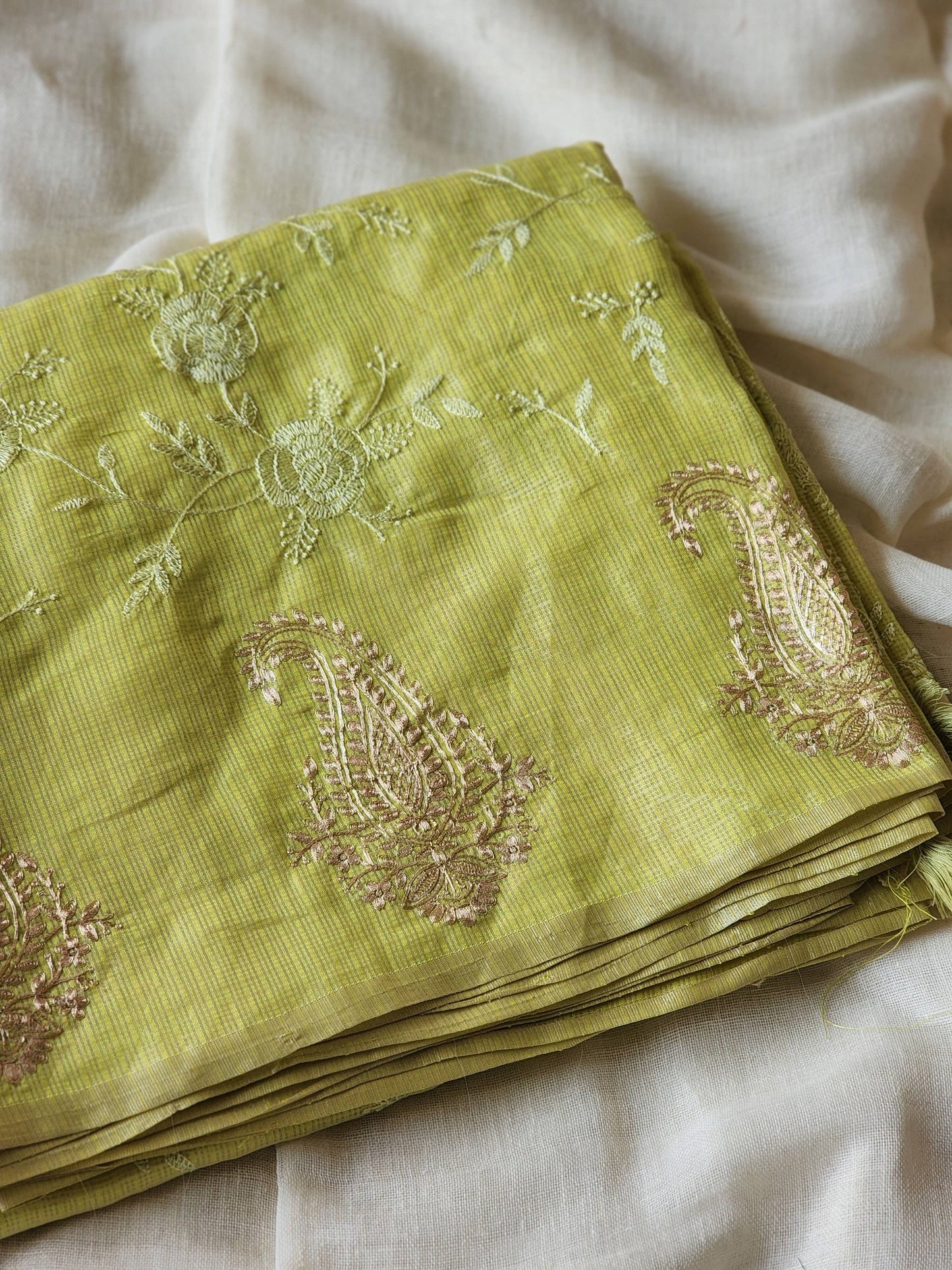 Green Cream Kota Saree