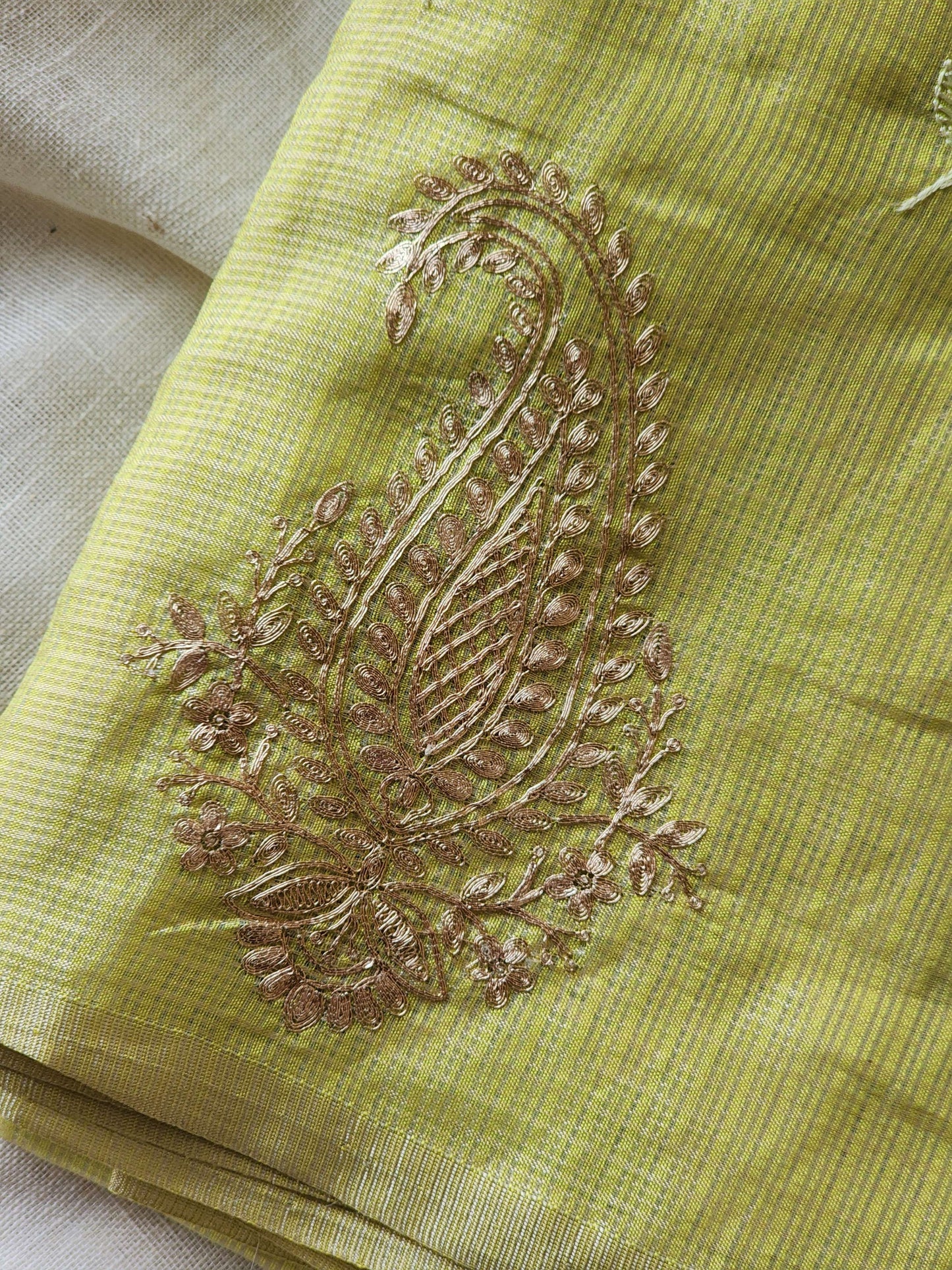 Green Cream Kota Saree