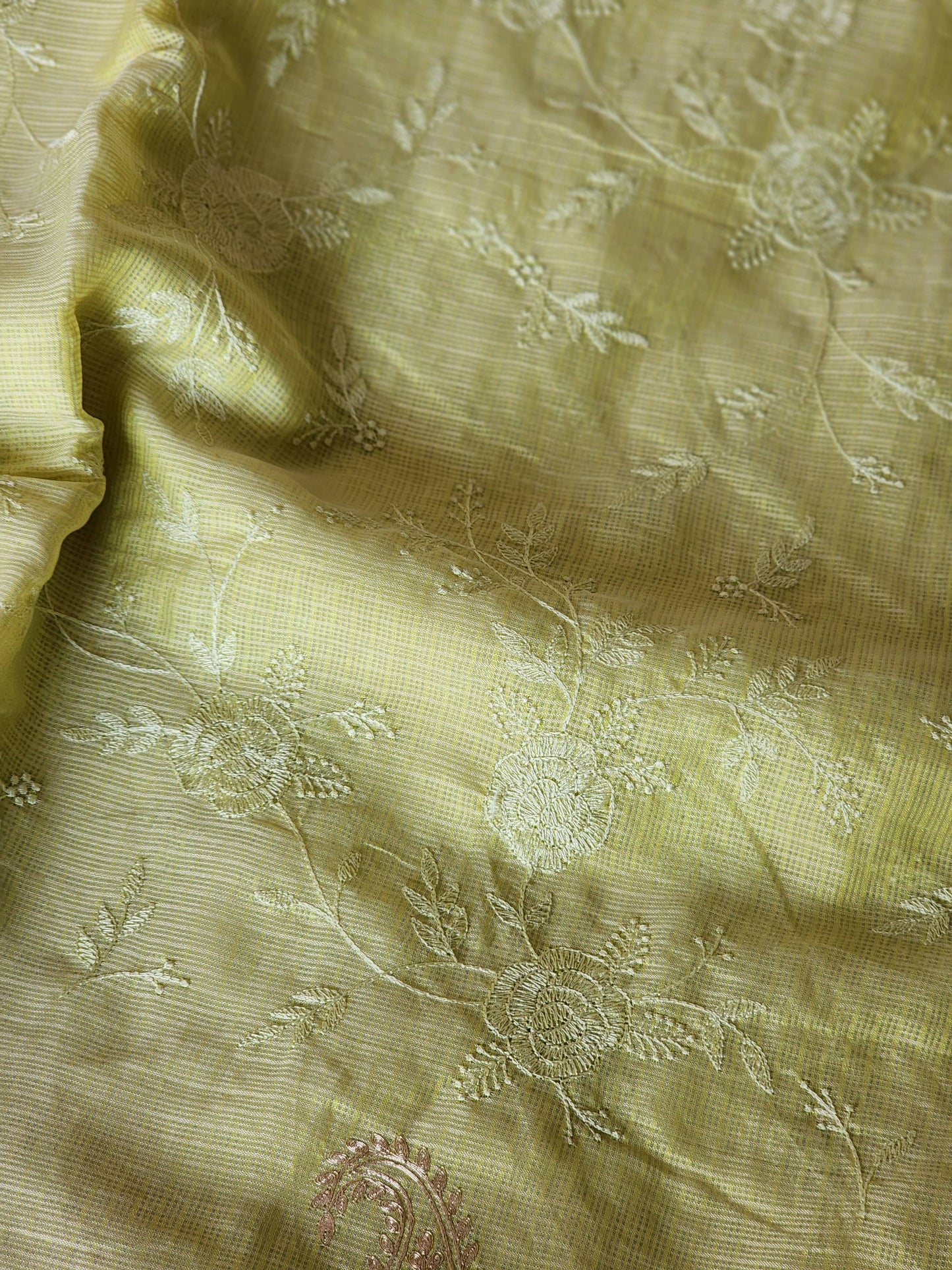 Green Cream Kota Saree