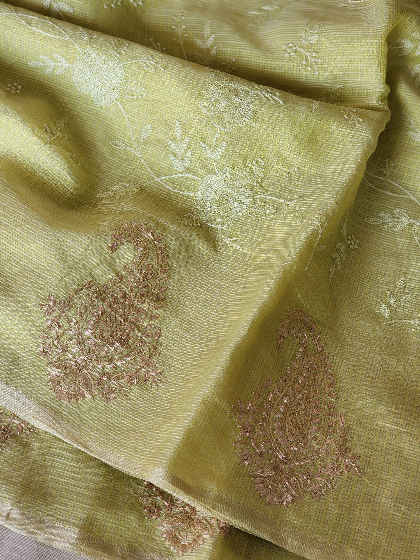 Green Cream Kota Saree