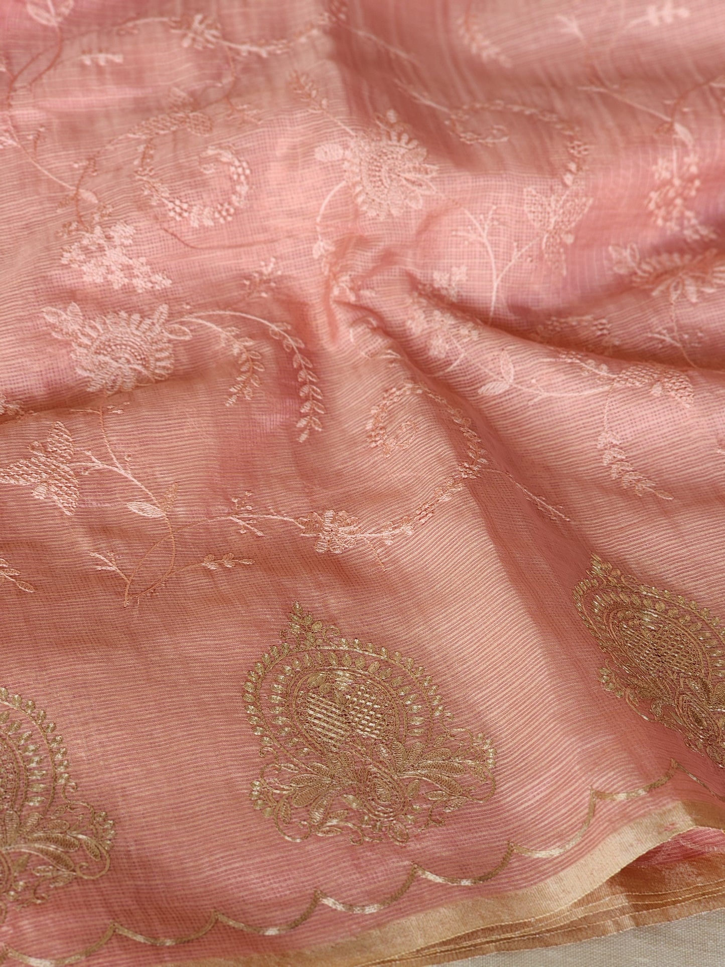 Pink Cream Kota Saree
