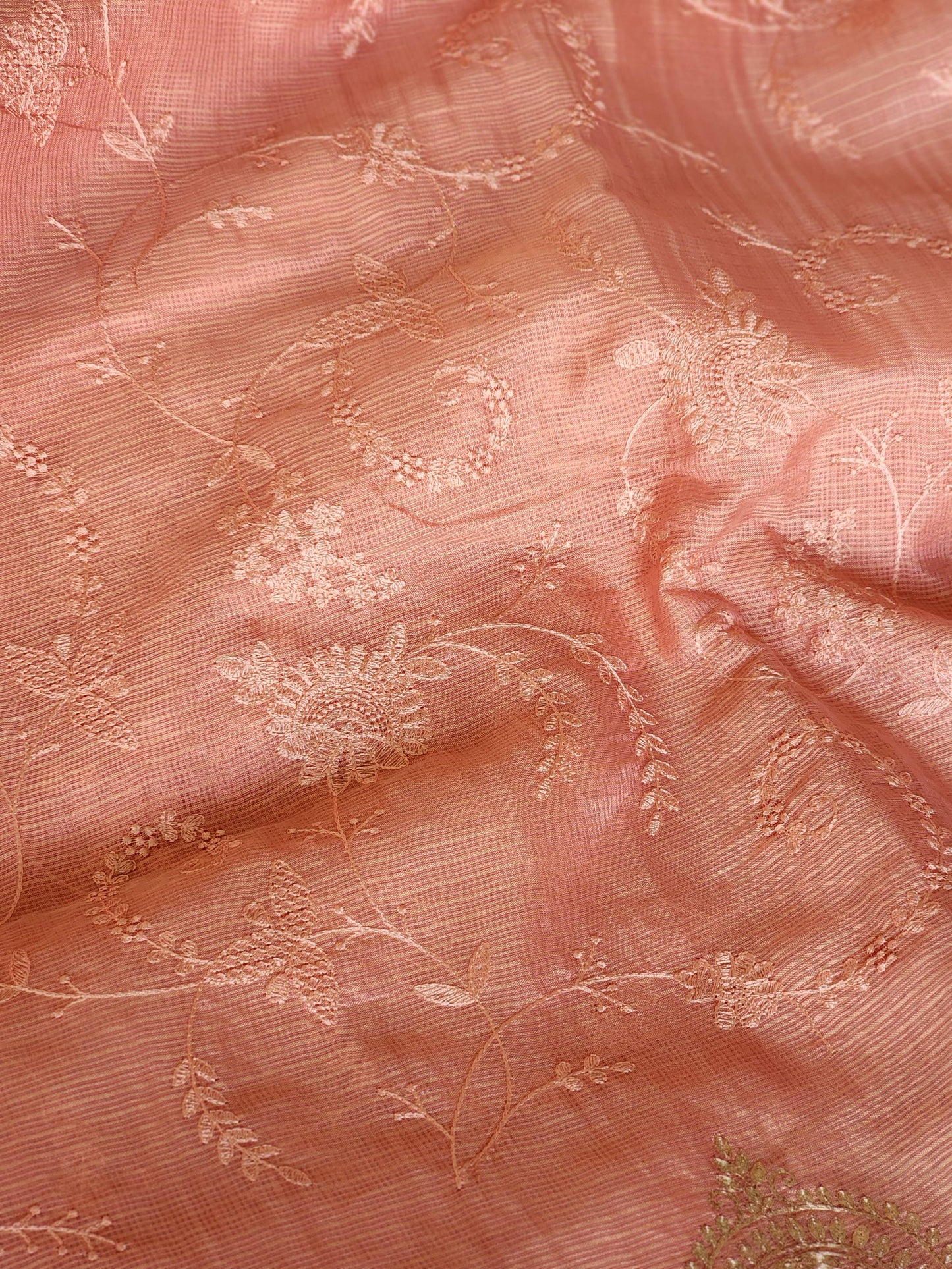 Pink Cream Kota Saree