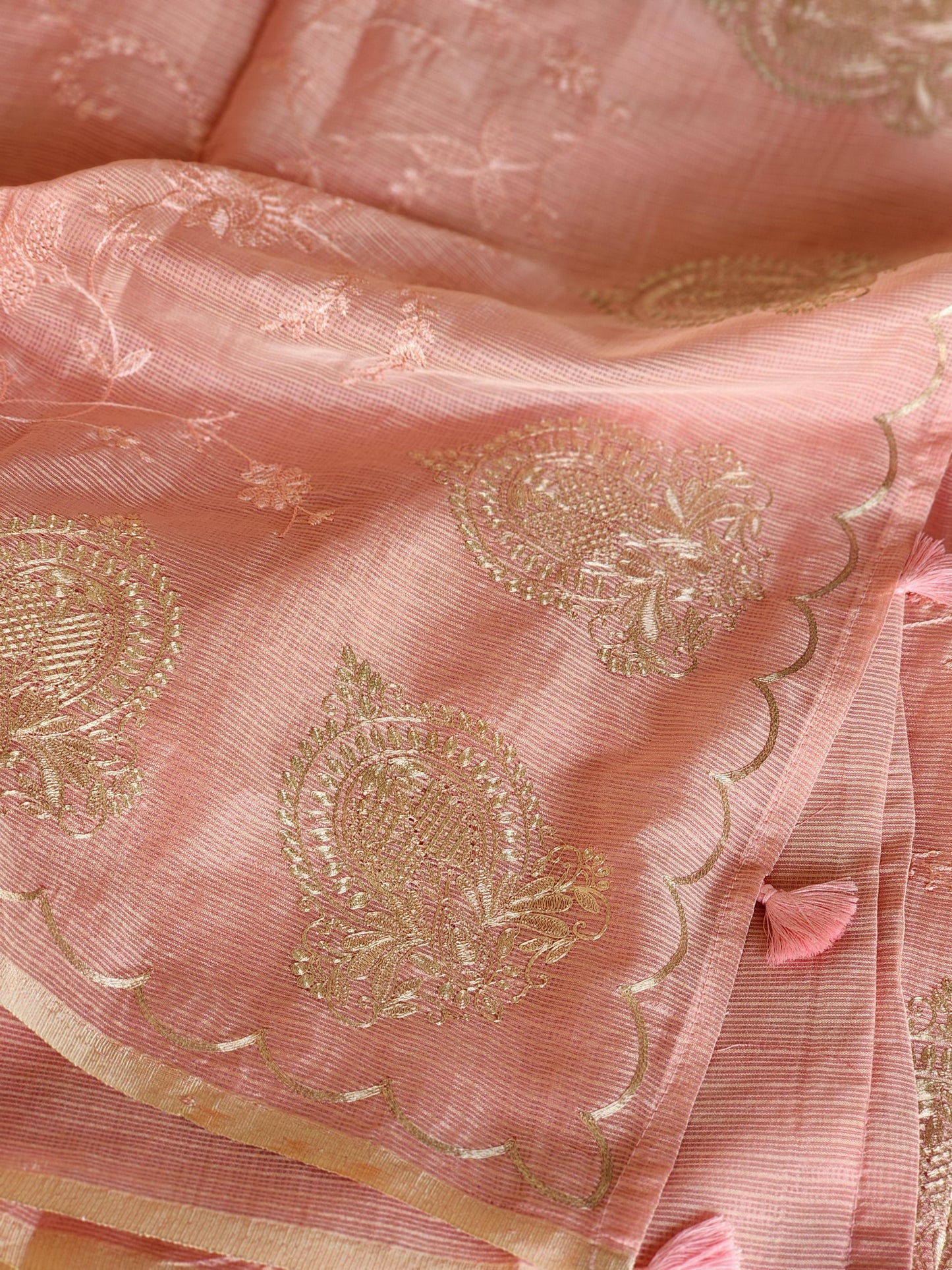Pink Cream Kota Saree