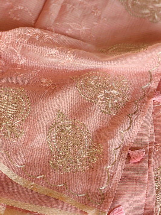 Pink Cream Kota Saree