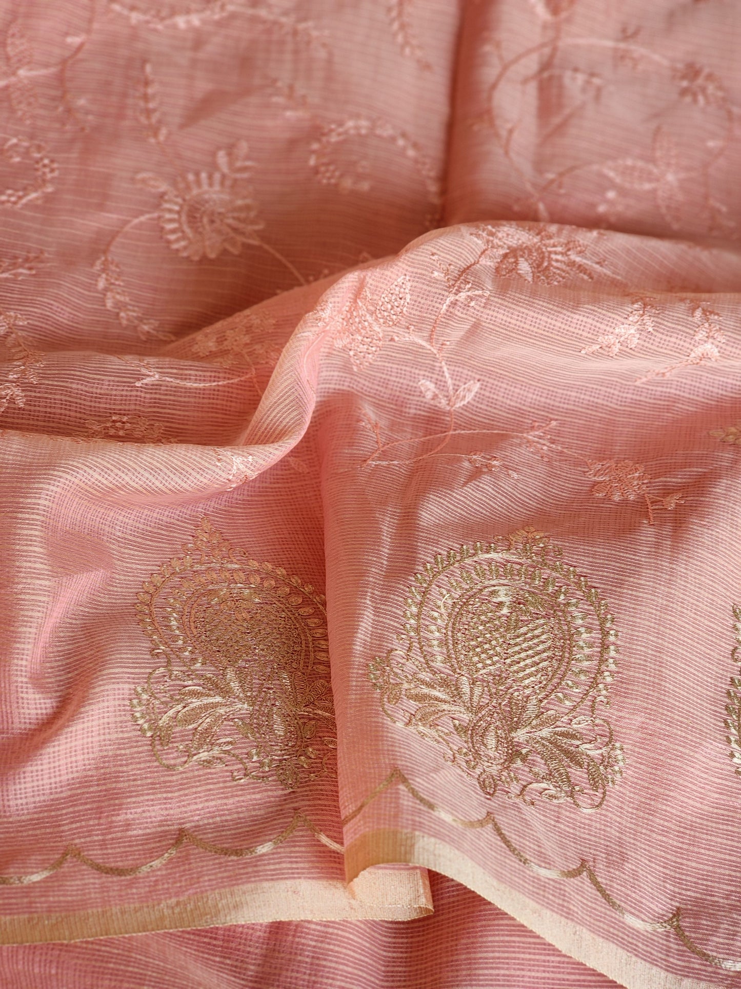 Pink Cream Kota Saree