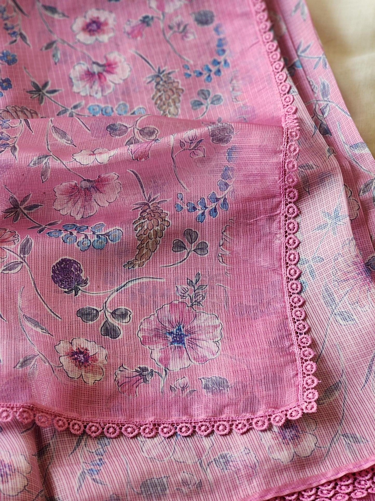 Pink Kota Silk Saree