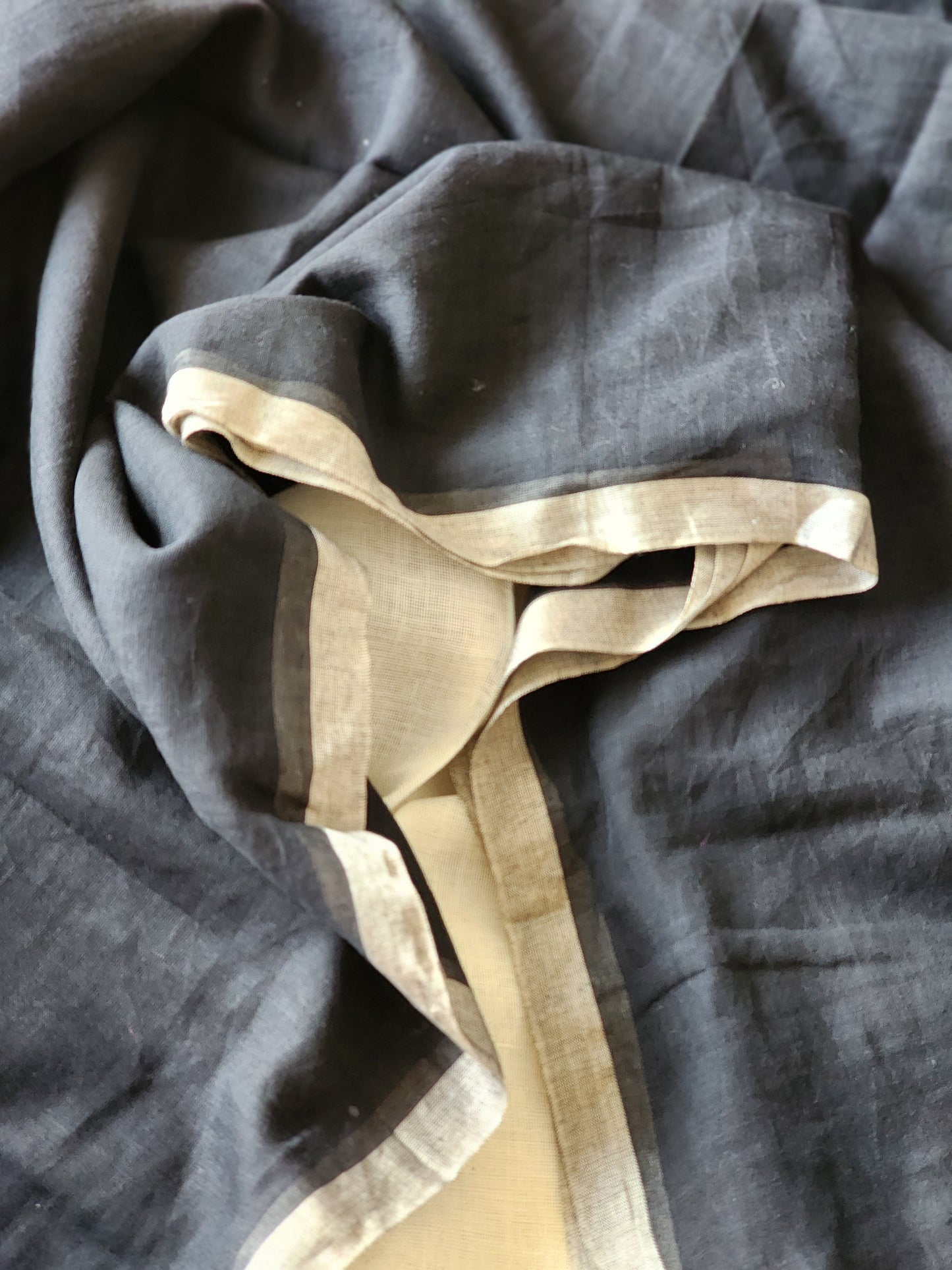 Black mulmul cotton saree