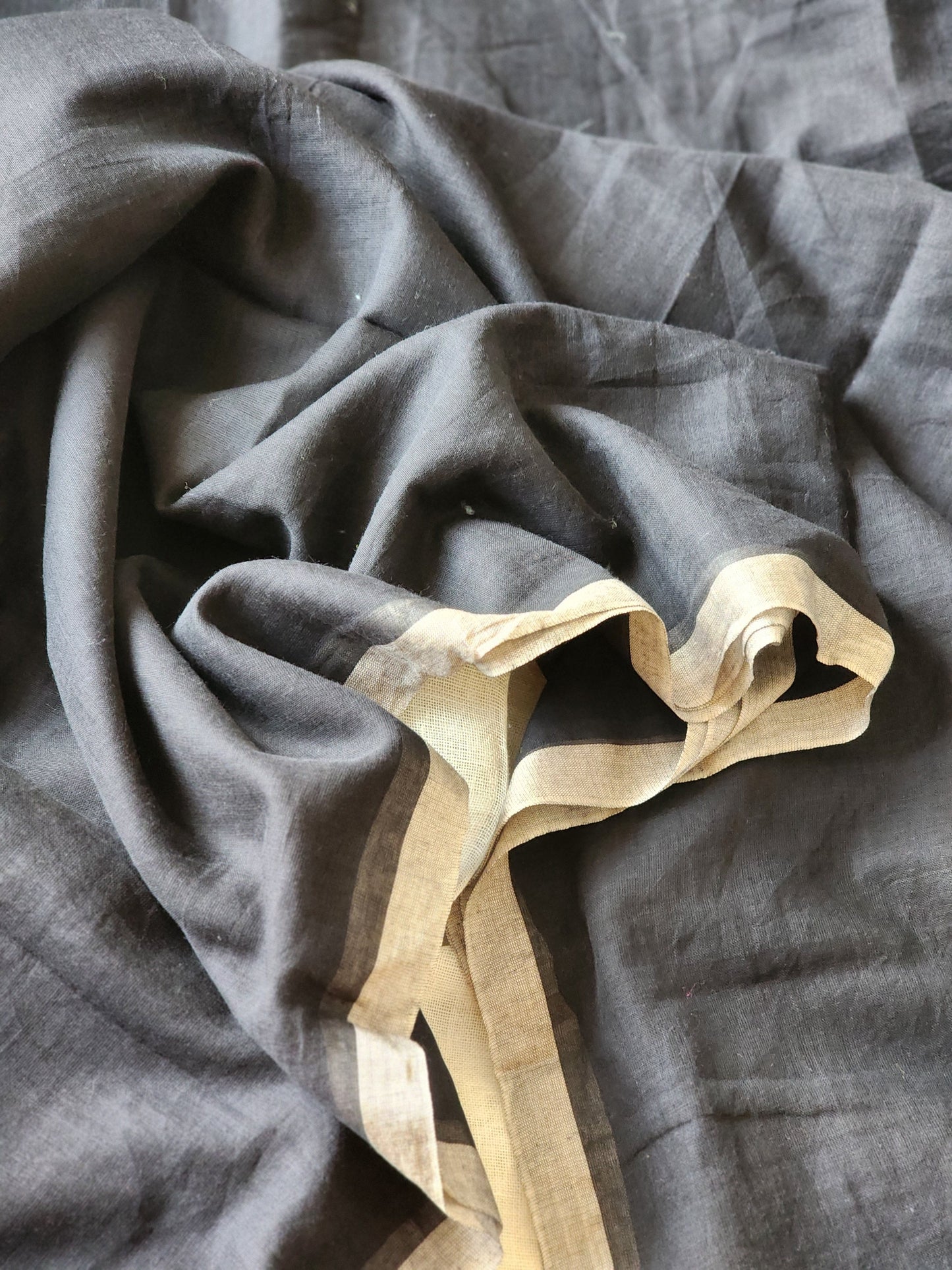 Black mulmul cotton saree