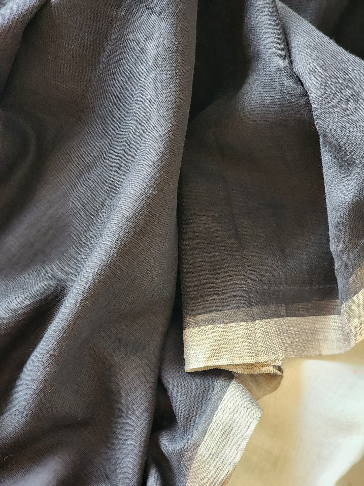 Black mulmul cotton saree