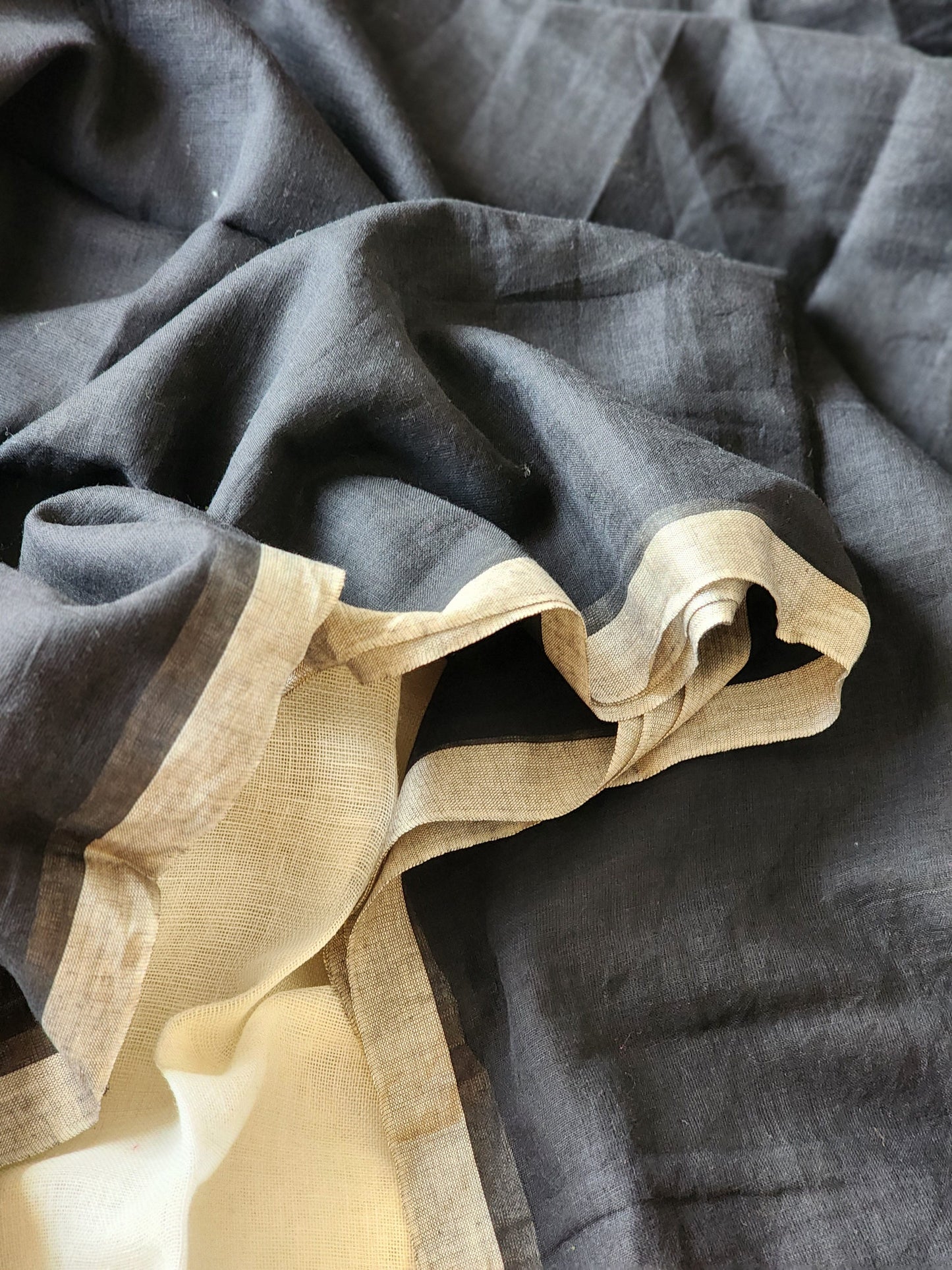 Black mulmul cotton saree