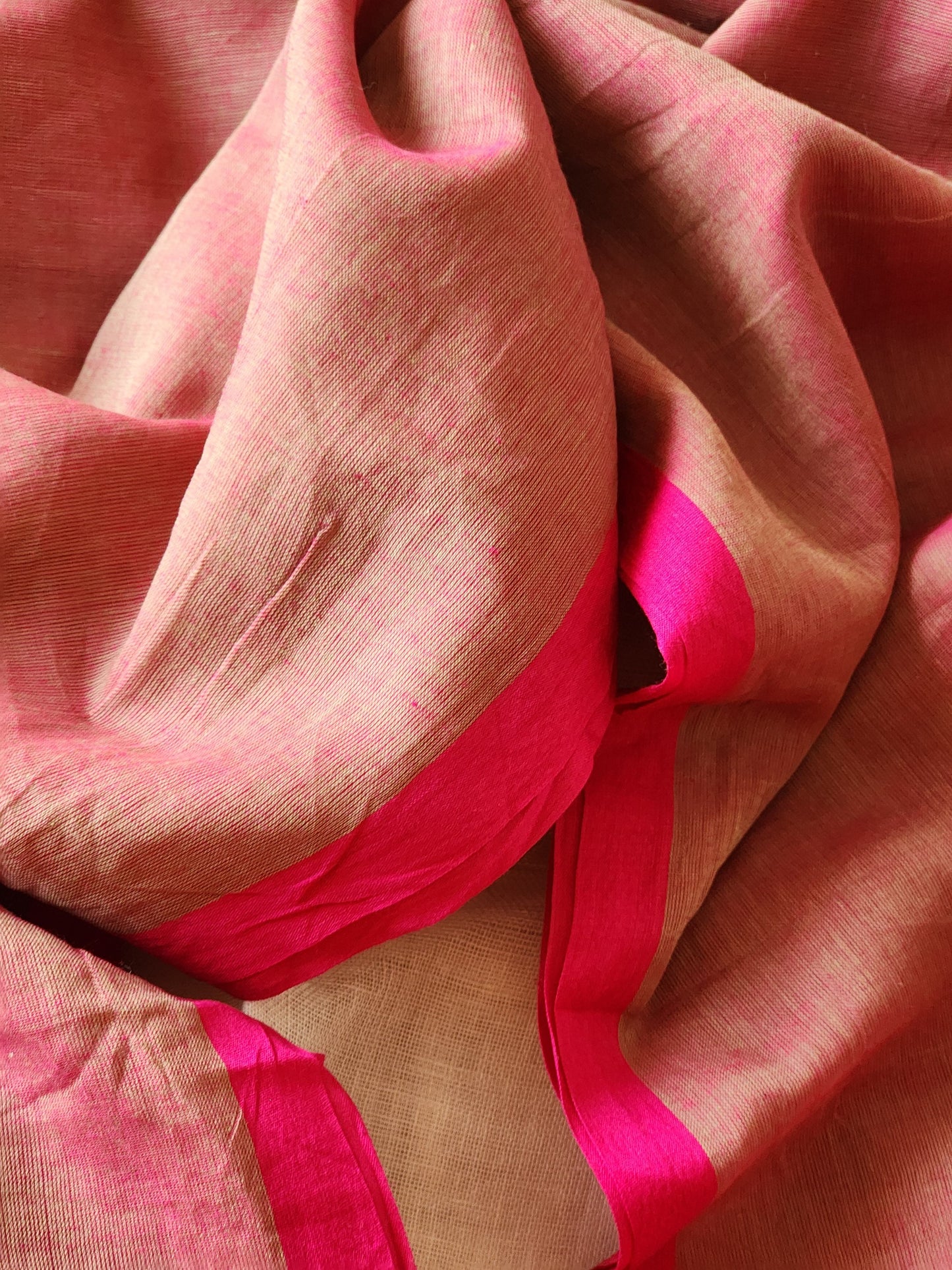 Pink mulmul cotton saree