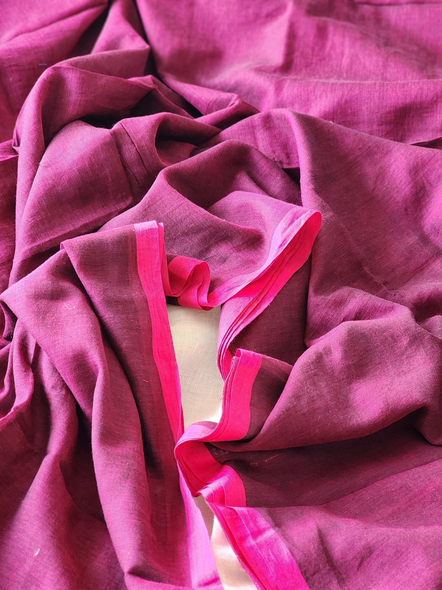 Purple mulmul cotton saree