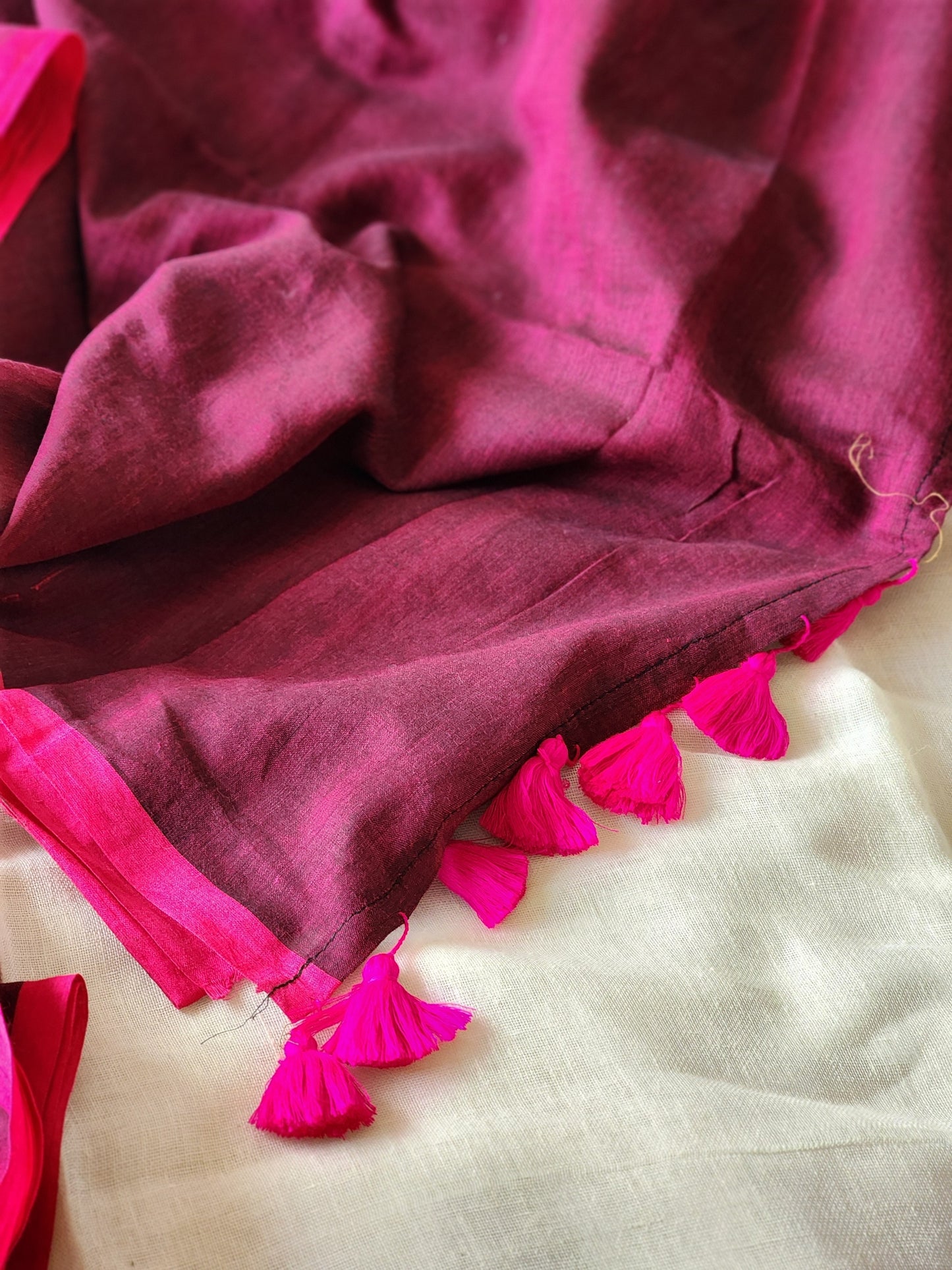 Purple mulmul cotton saree