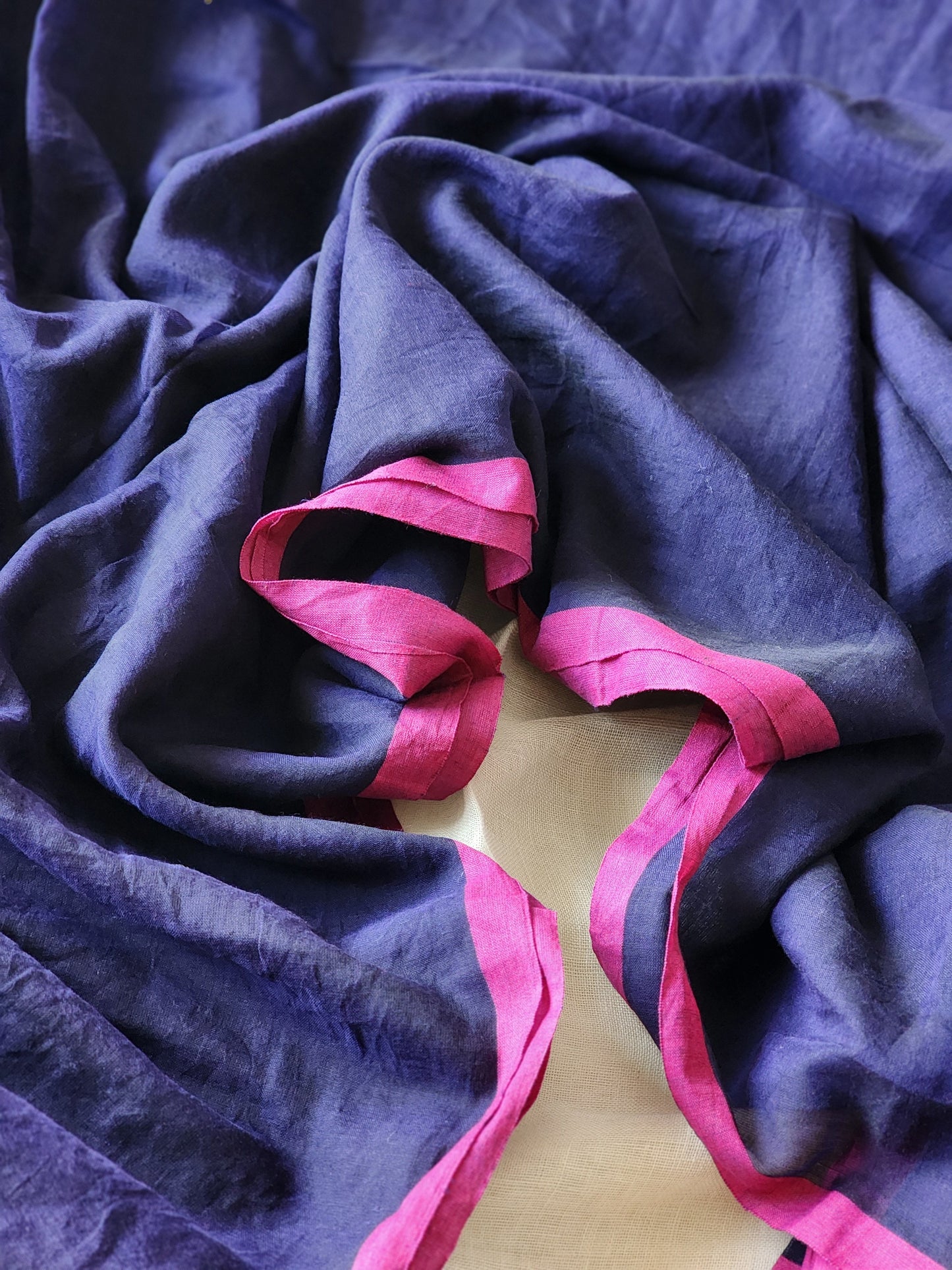 Blue mulmul cotton saree