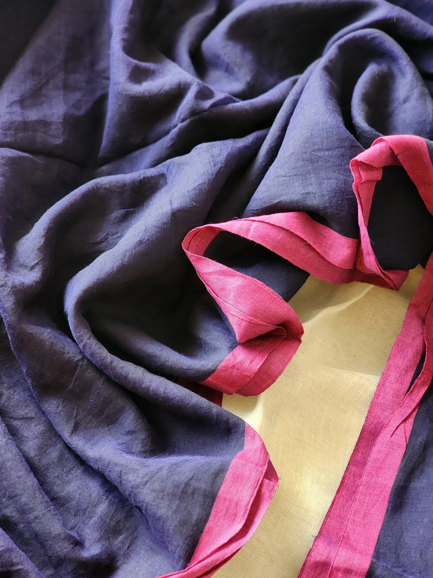 Blue mulmul cotton saree