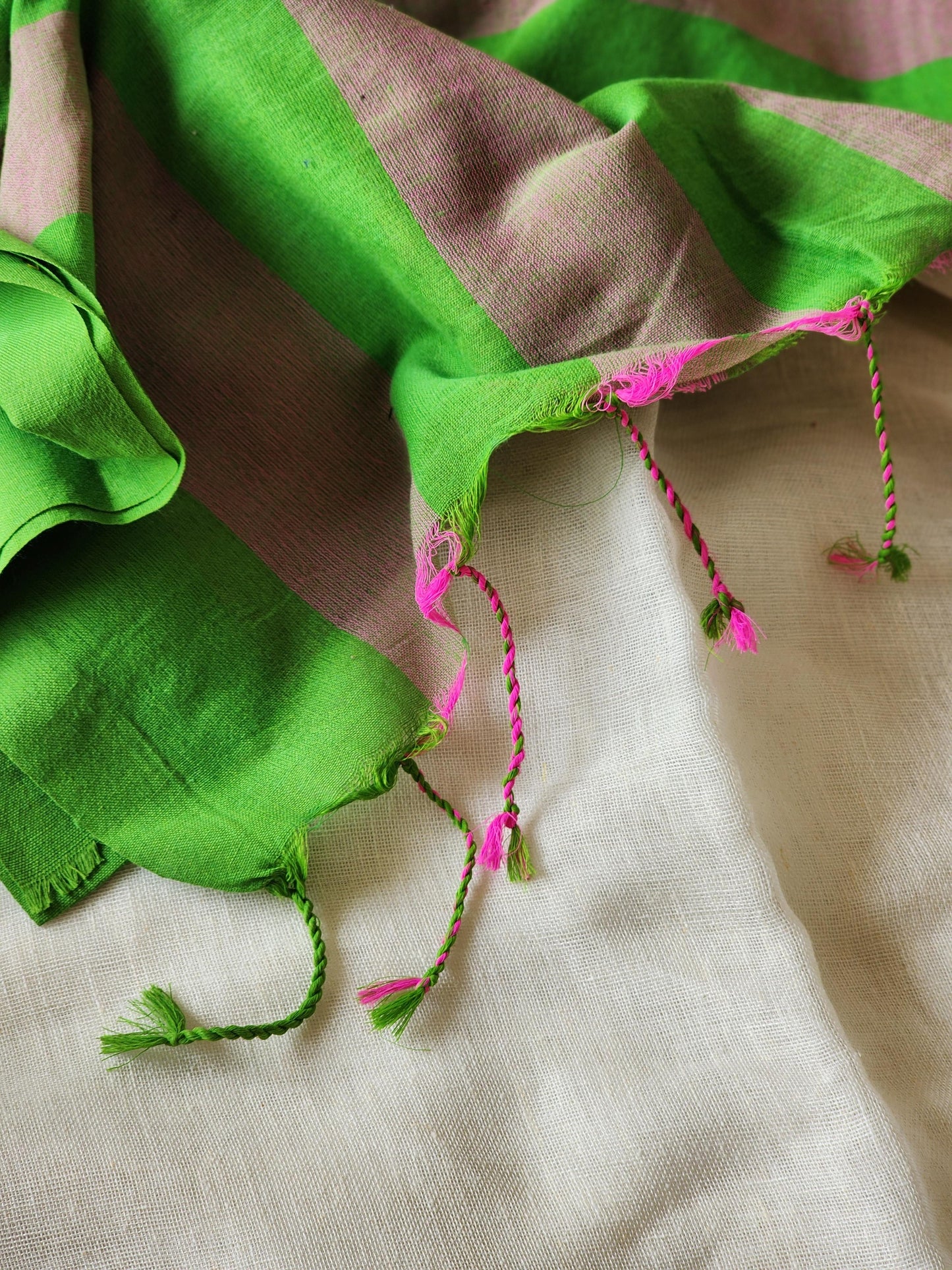 Green & Beige Cotton Saree