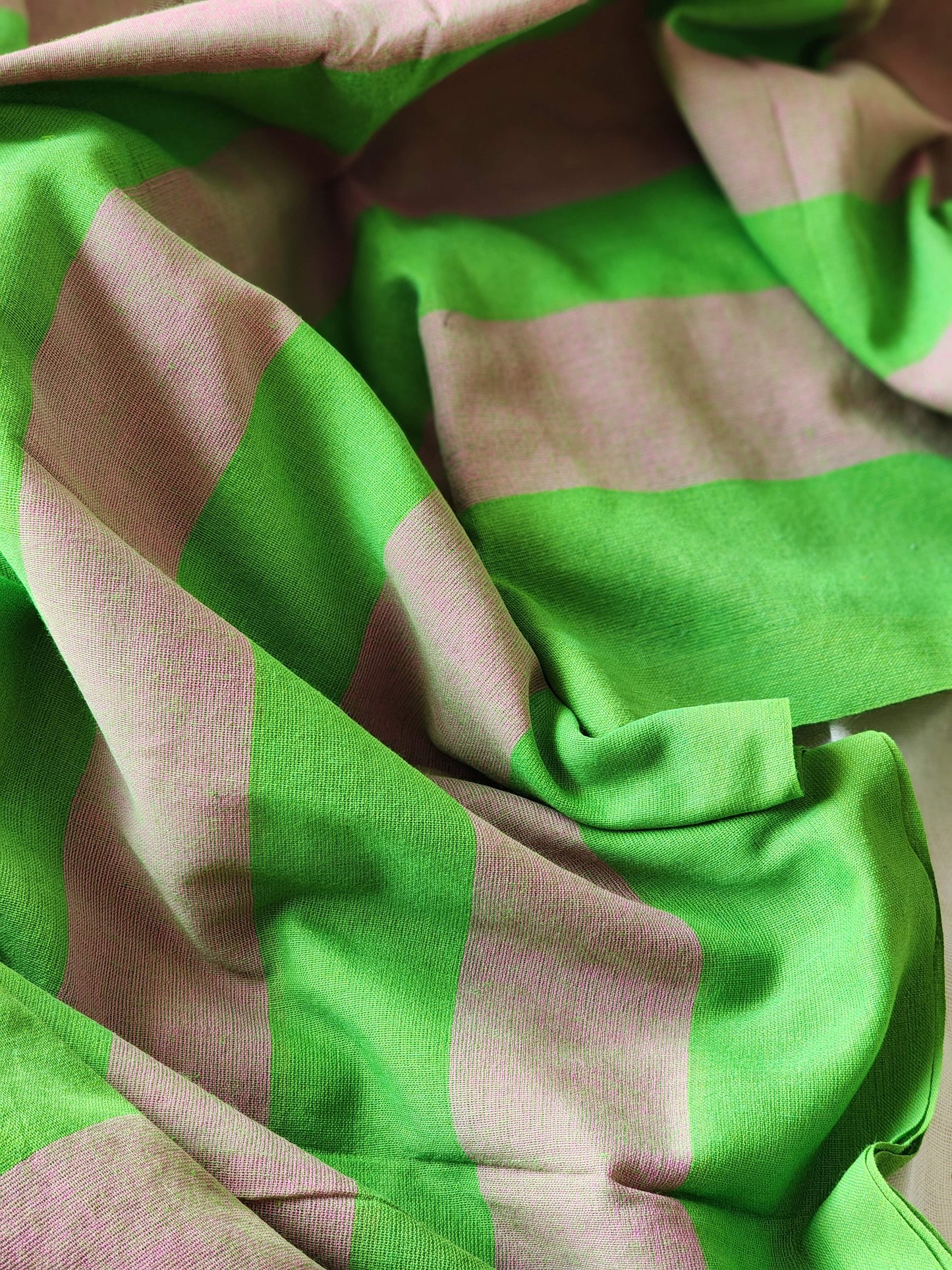 Green & Beige Cotton Saree