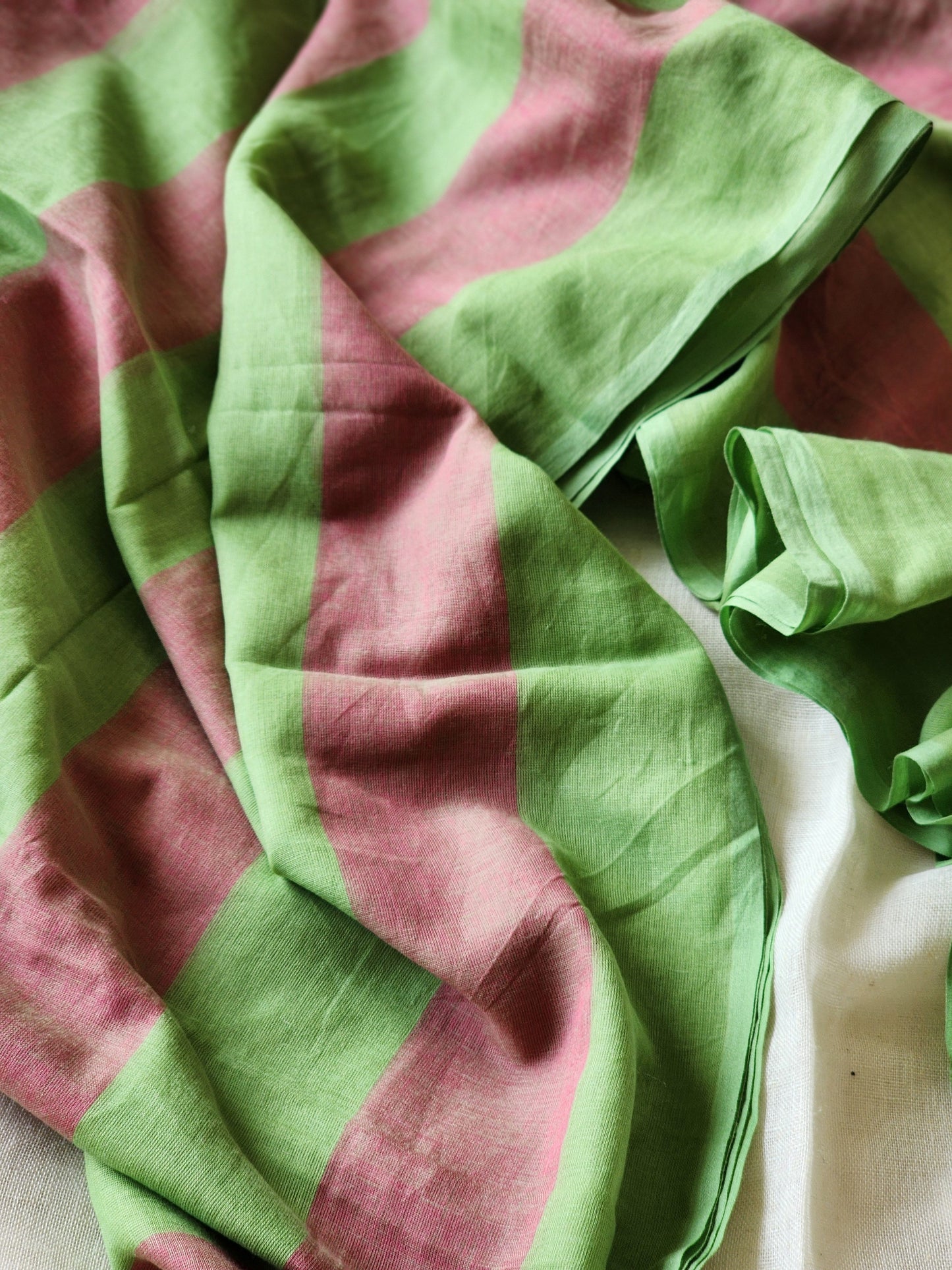 Green & Pink Cotton Saree