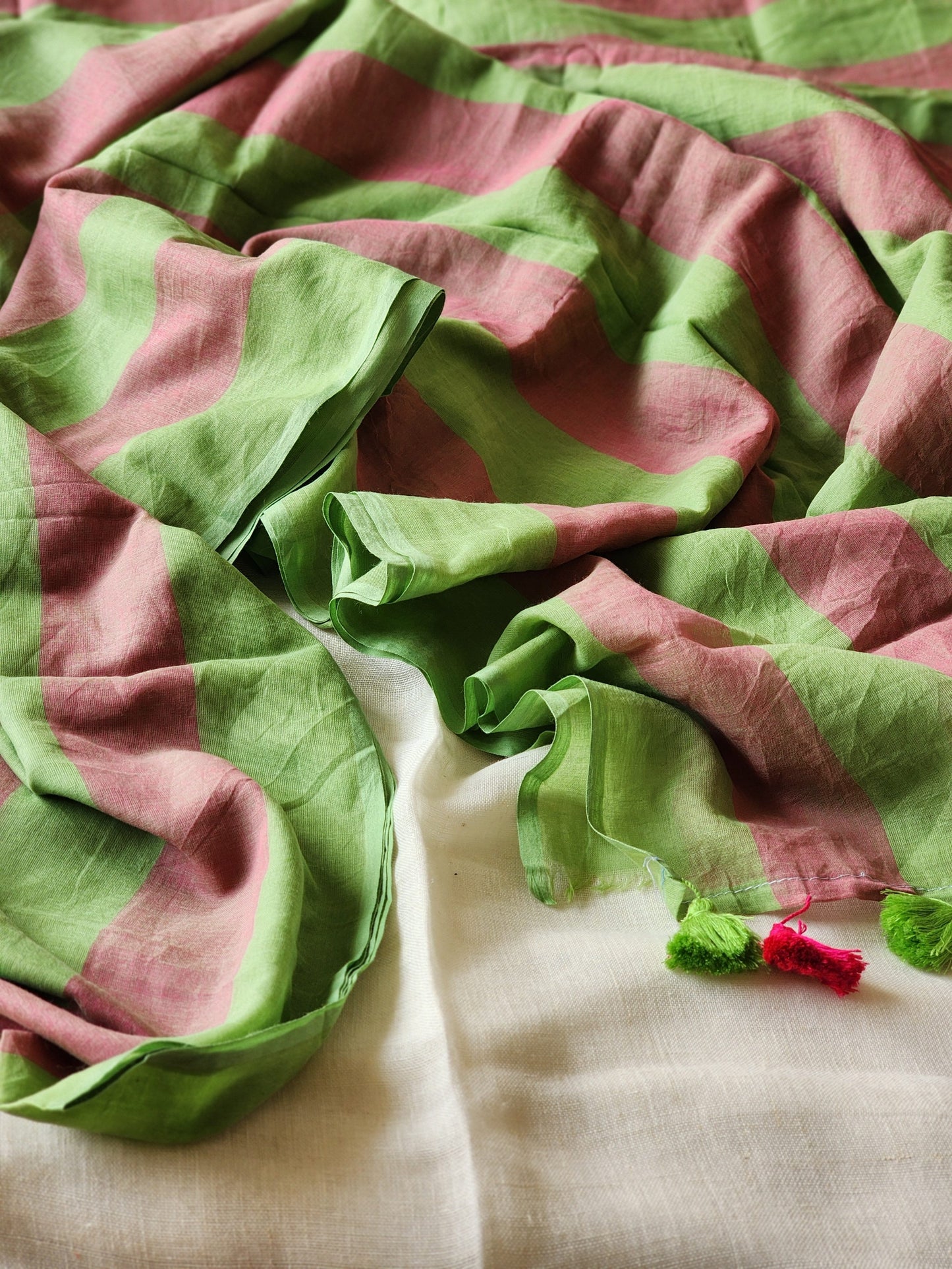 Green & Pink Cotton Saree