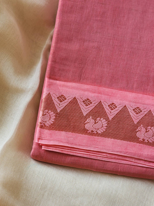 Pink sungudi cotton tissue saree