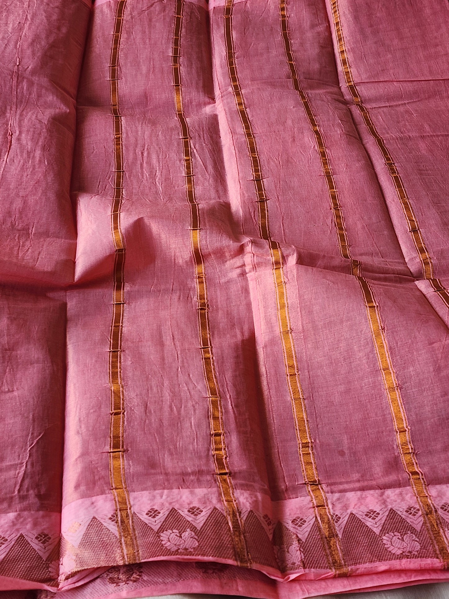 Pink sungudi cotton tissue saree