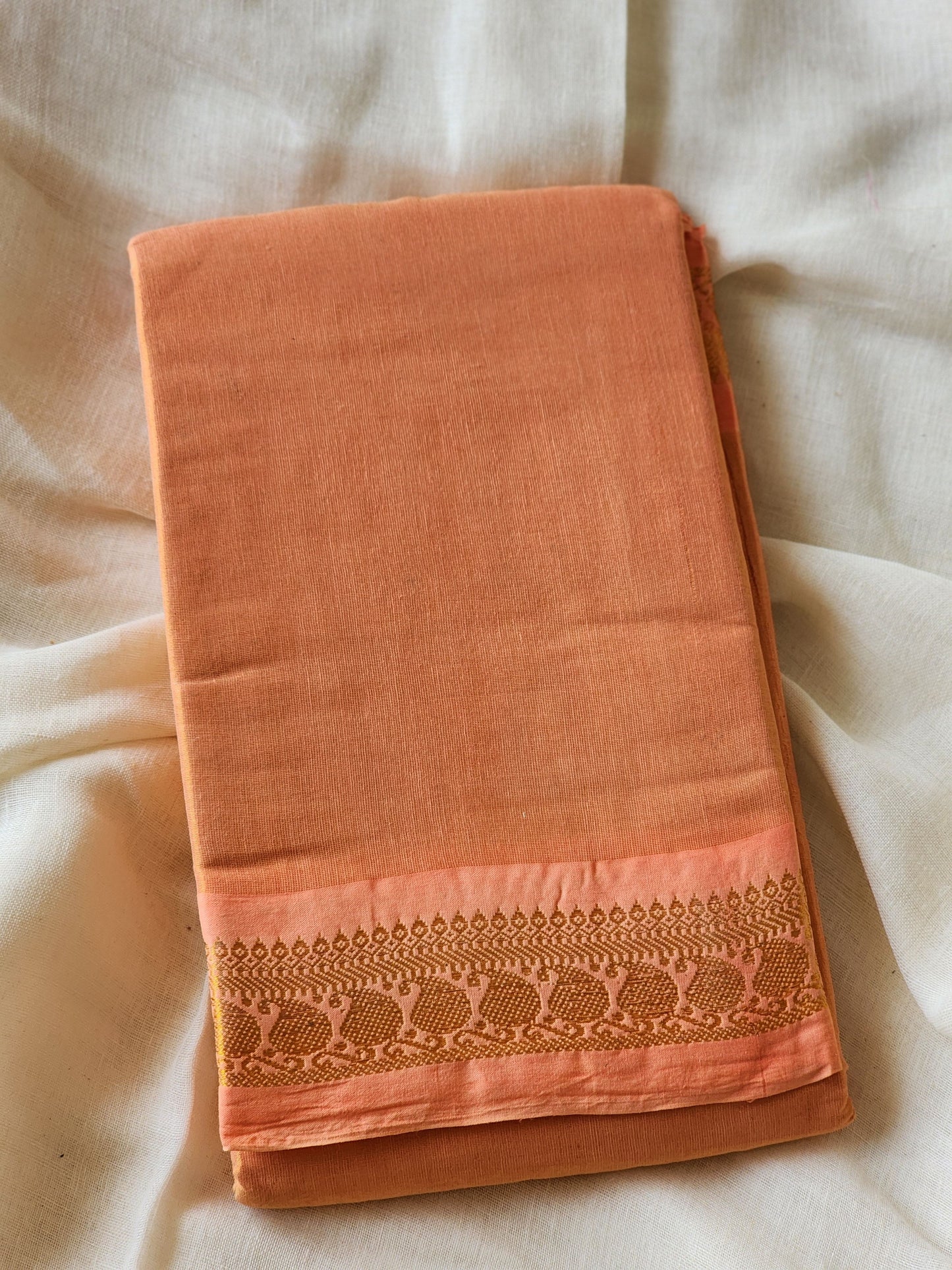 Peach sungudi cotton tissue saree