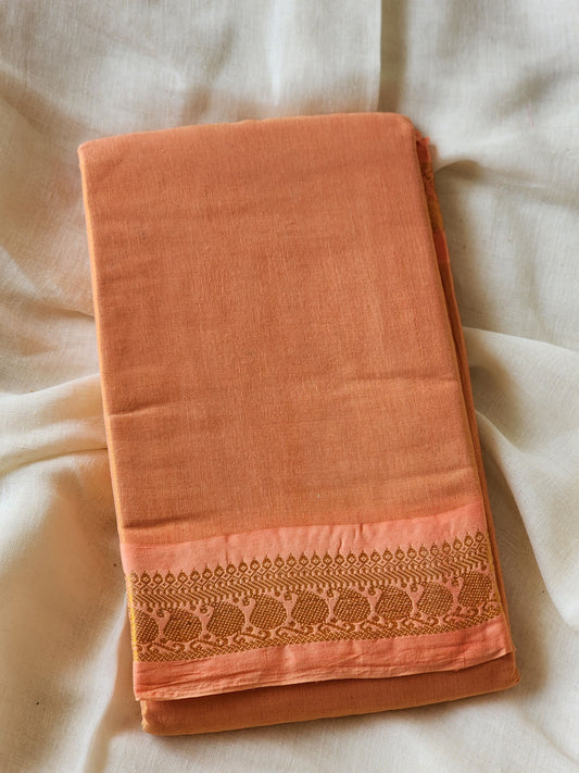 Peach sungudi cotton tissue saree