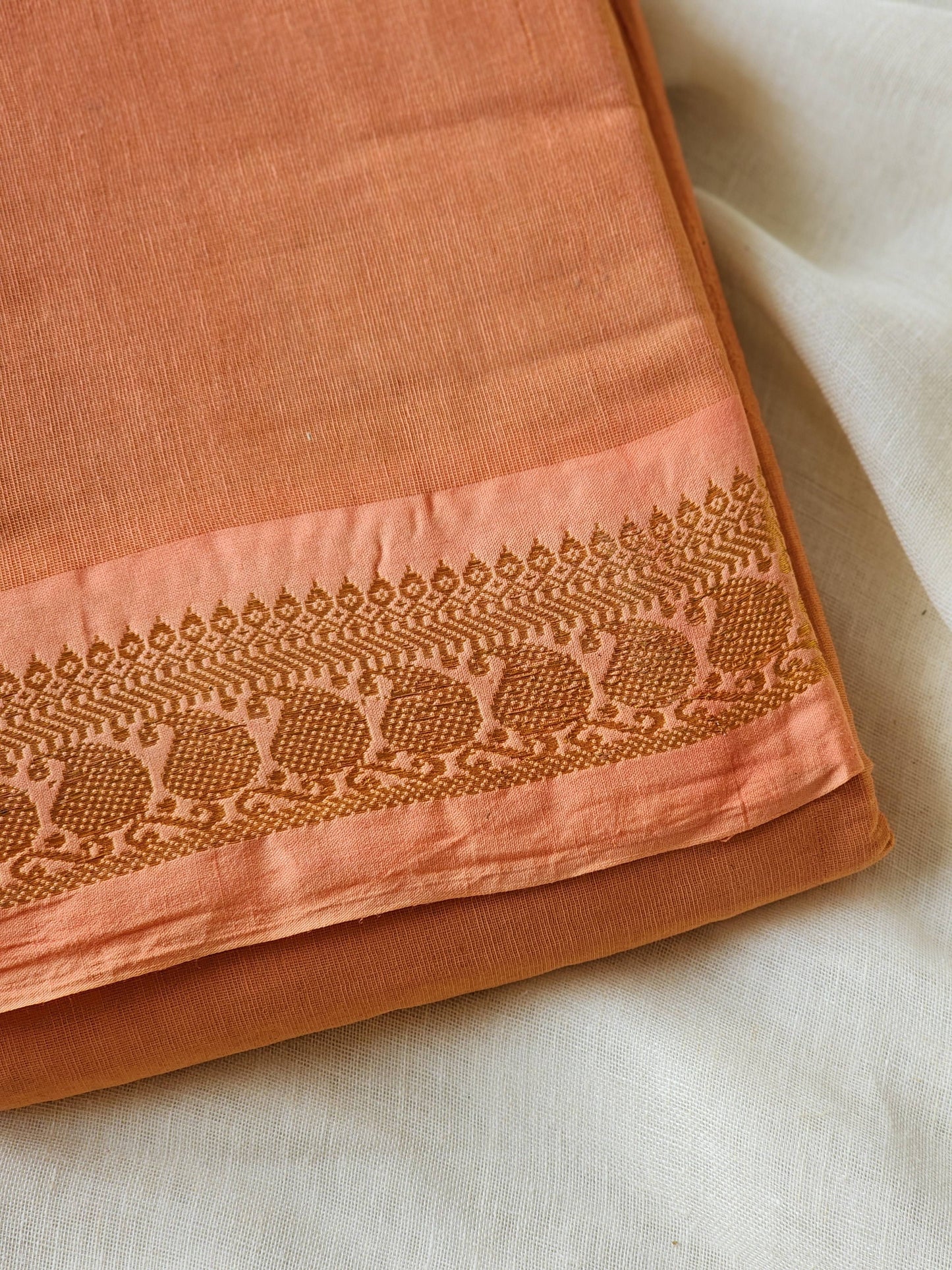 Peach sungudi cotton tissue saree