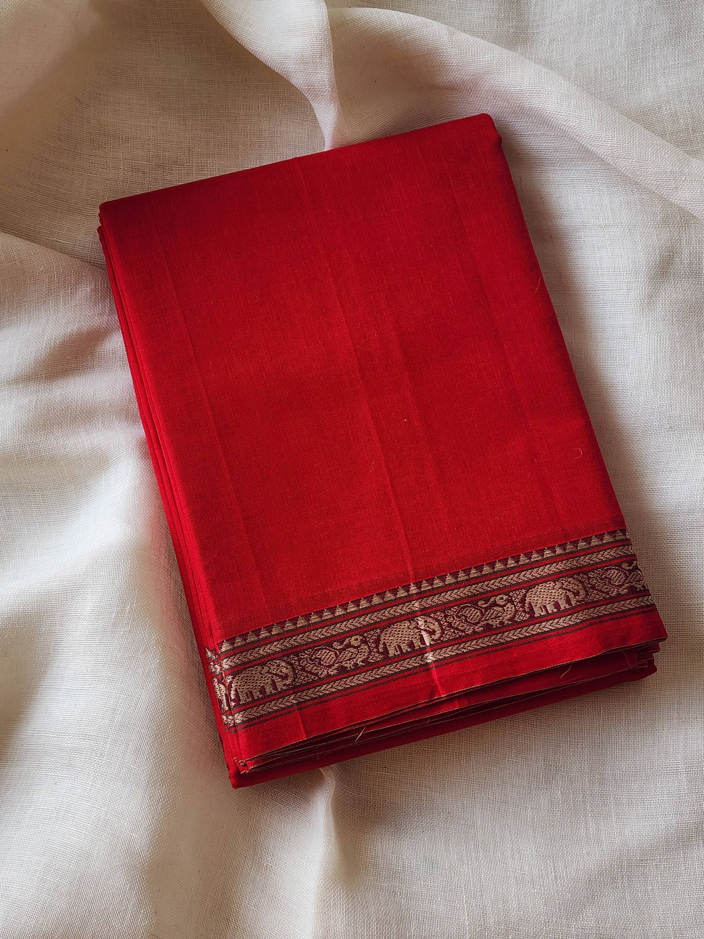 Red narayanpet cotton saree