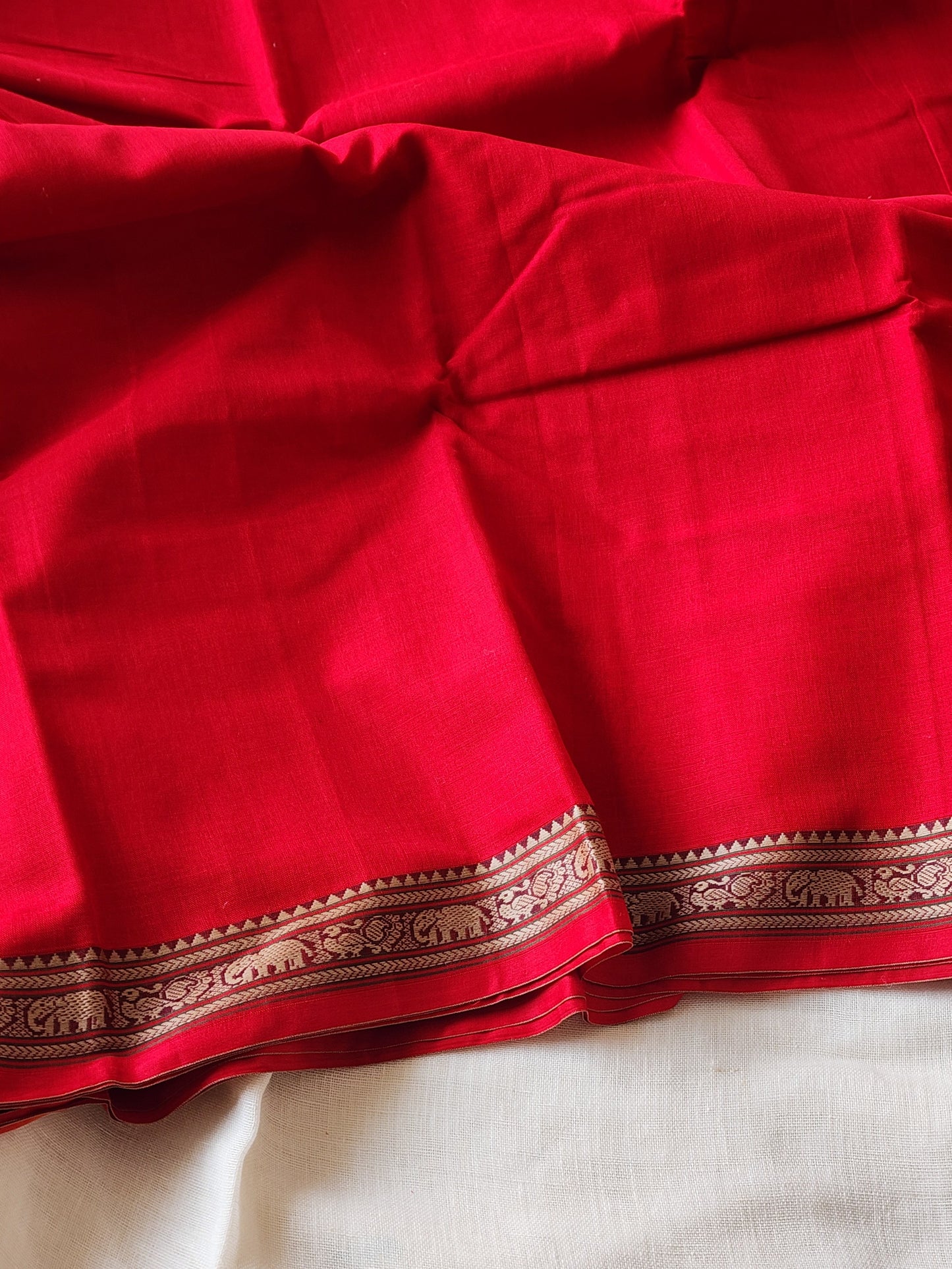 Red narayanpet cotton saree