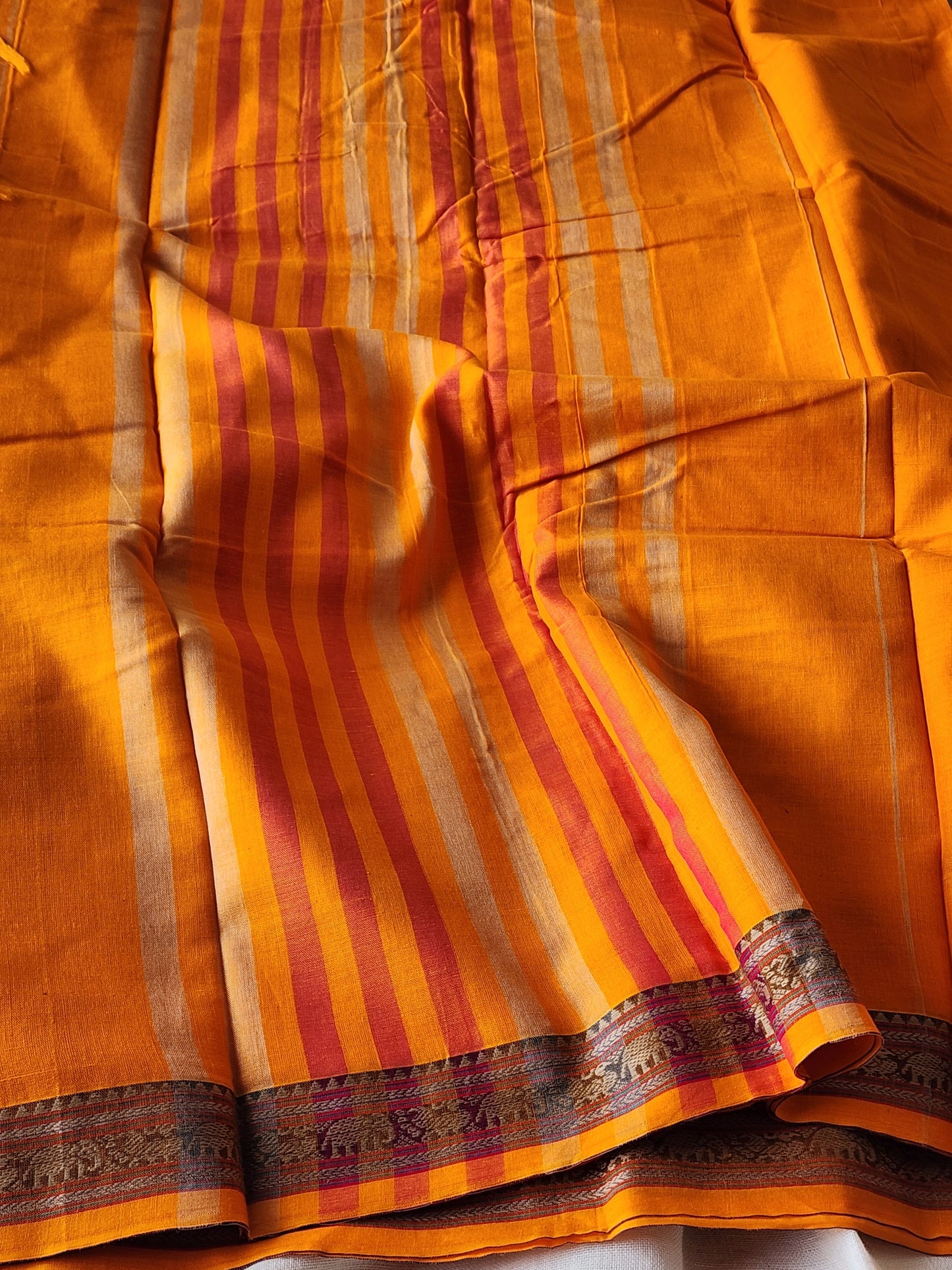 Yellow narayanpet cotton saree