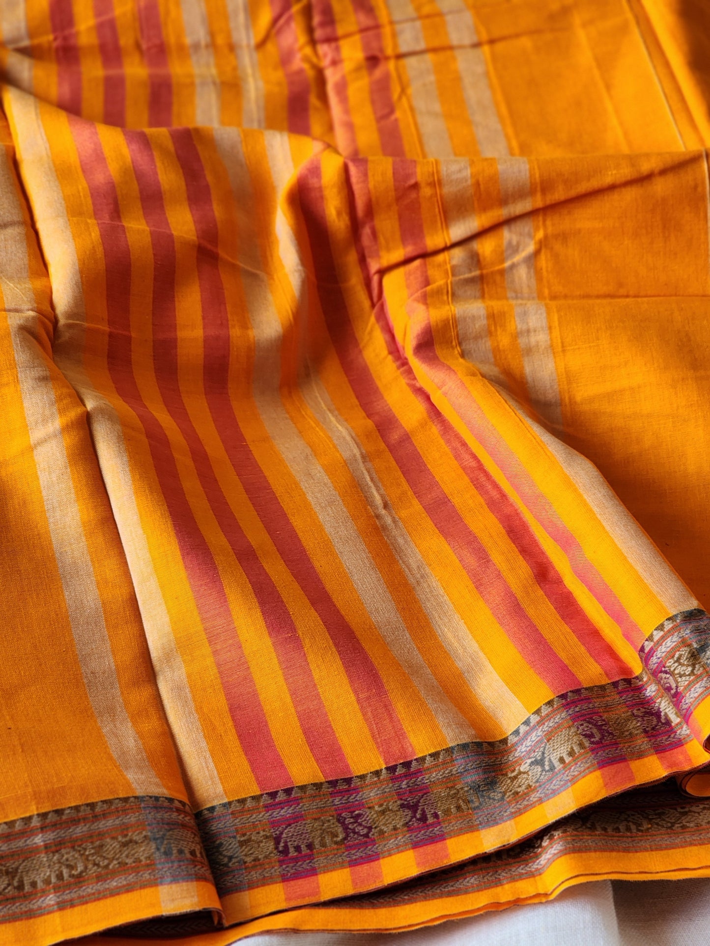 Yellow narayanpet cotton saree