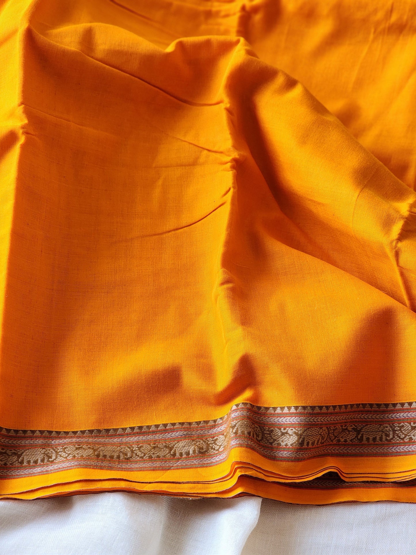 Yellow narayanpet cotton saree