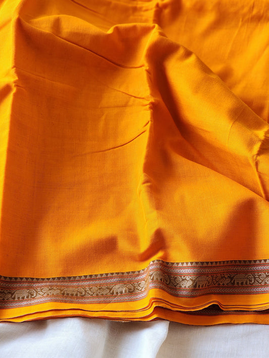 Yellow narayanpet cotton saree