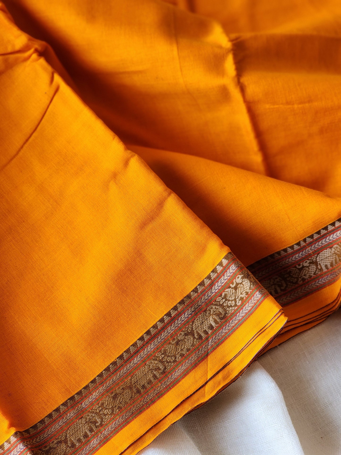 Yellow narayanpet cotton saree