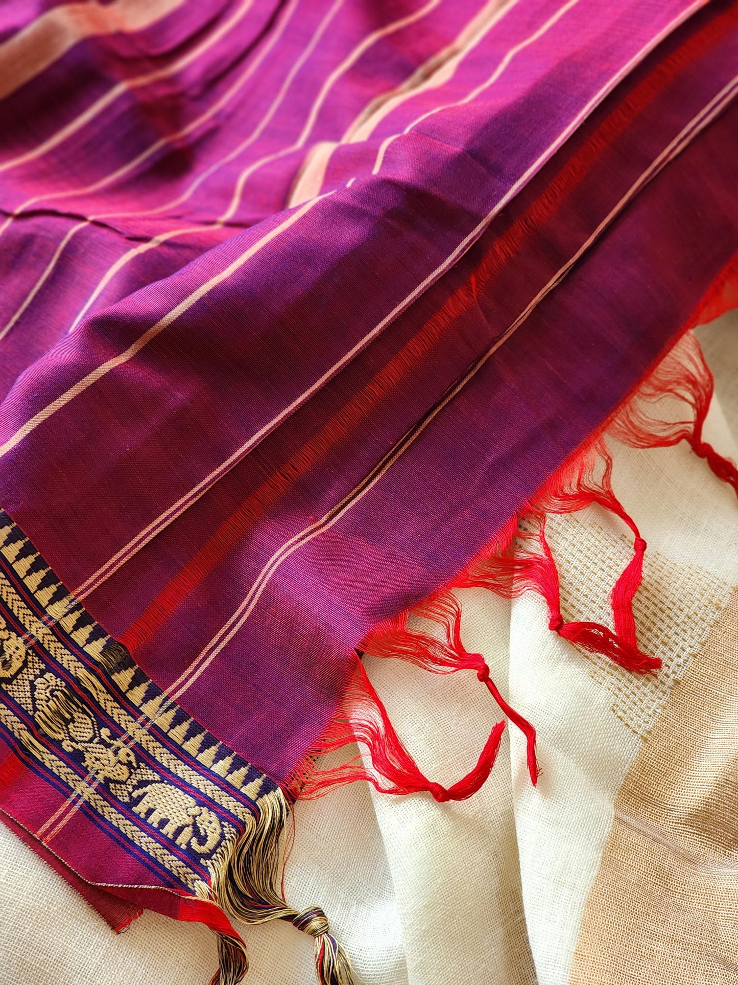 Purple narayanpet cotton saree