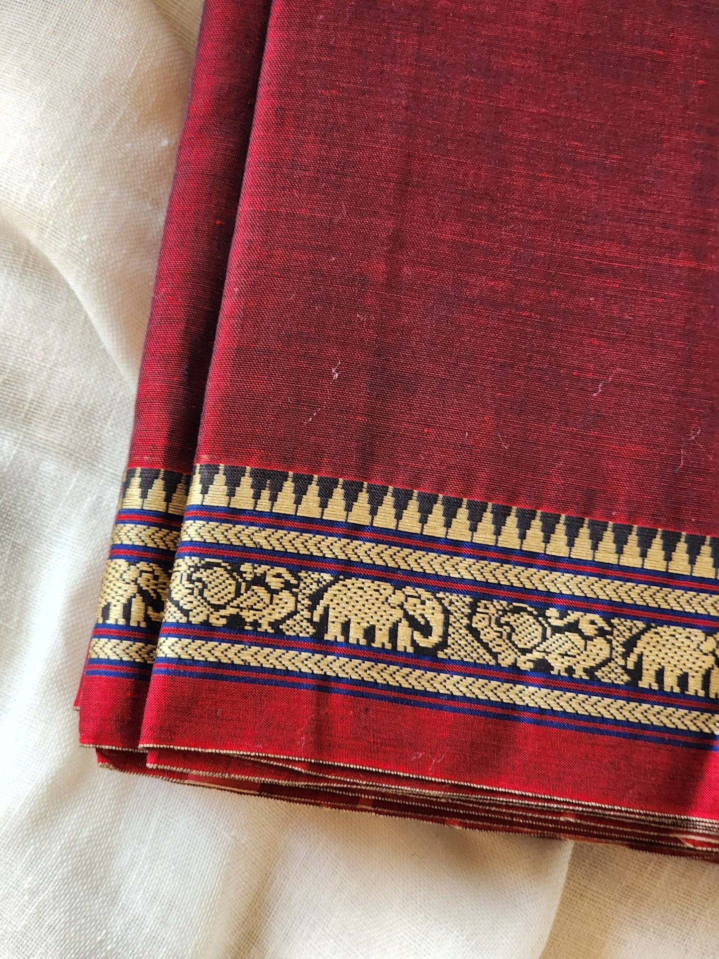 Maroon narayanpet cotton saree