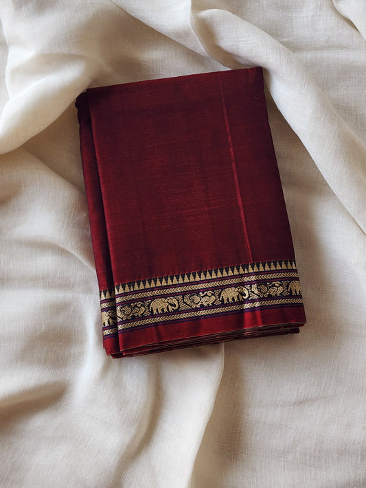 Maroon narayanpet cotton saree